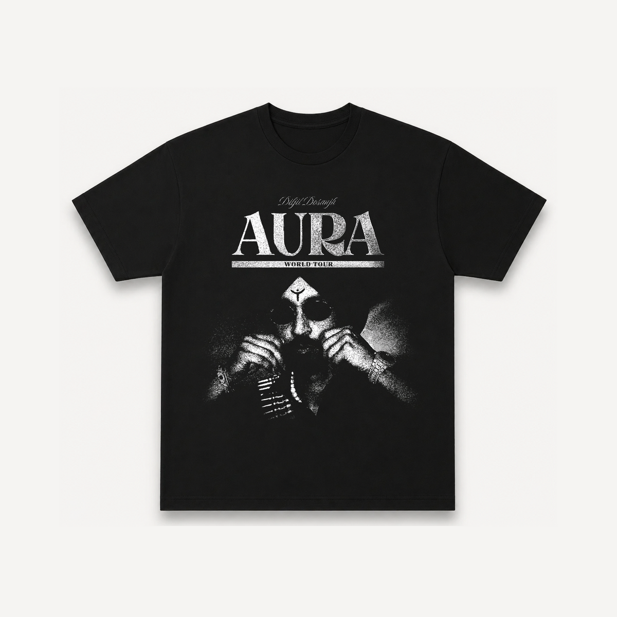 Diljit Dosanjh Aura World Tour Black Regular Tee front