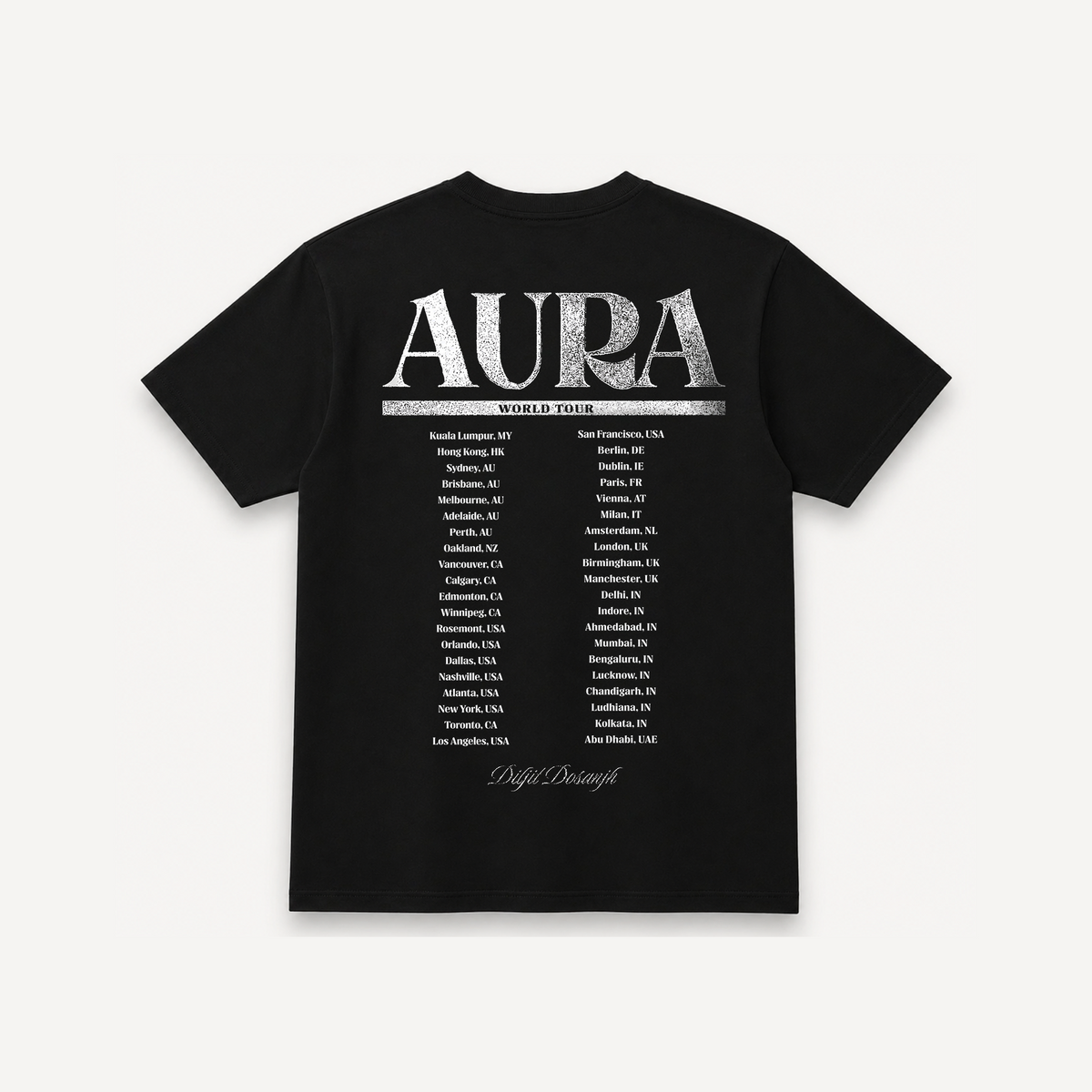 Diljit Dosanjh Aura World Tour Black Regular Tee back