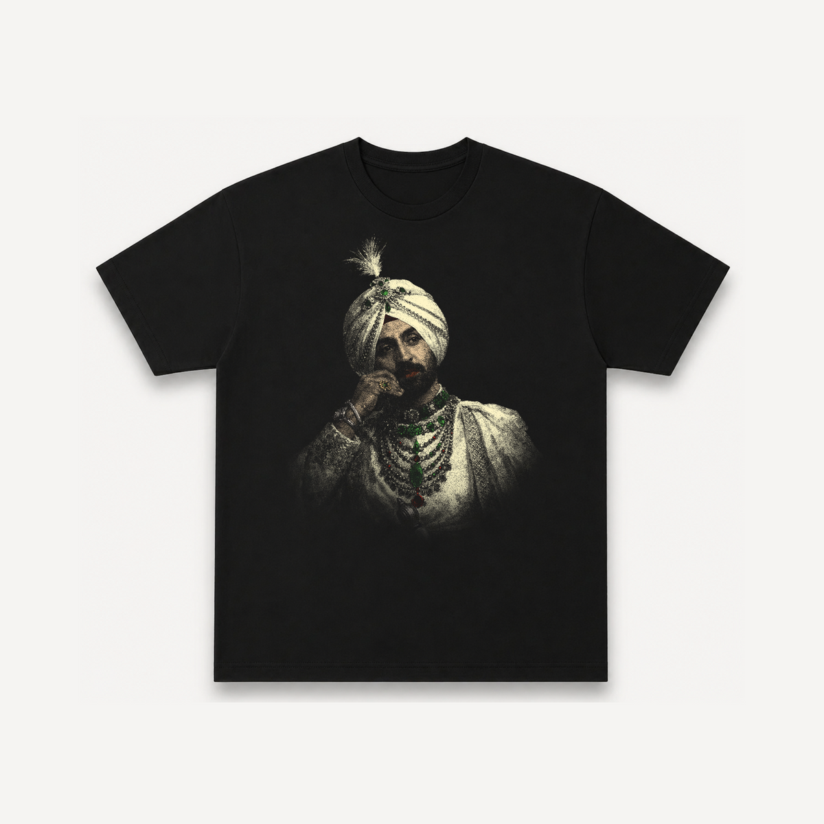 Diljit Dosanjh Royal Portrait Punjab Black Regular Tee front