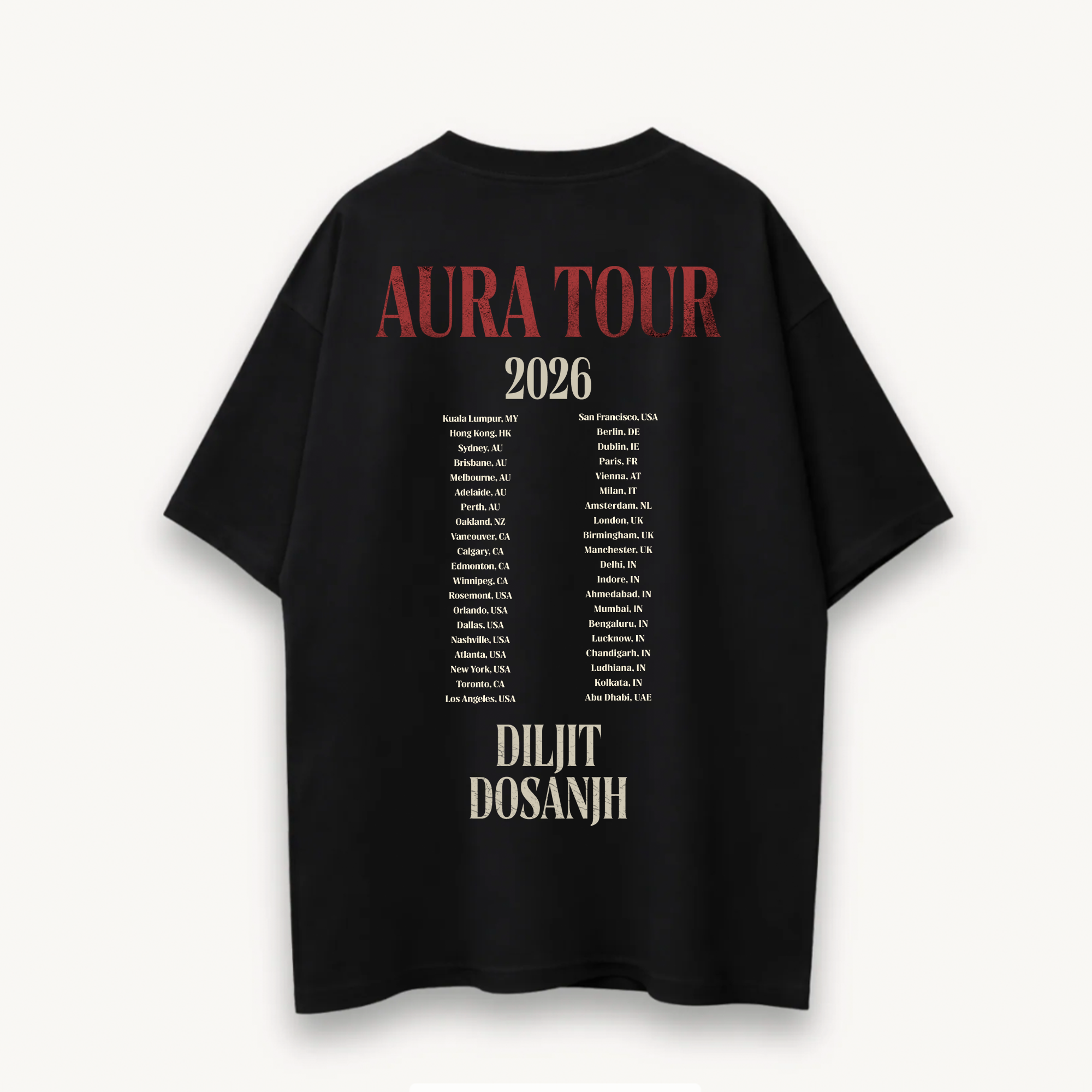 Diljit Dosanjh Aura Tour Spotlight Black Oversized Tee back