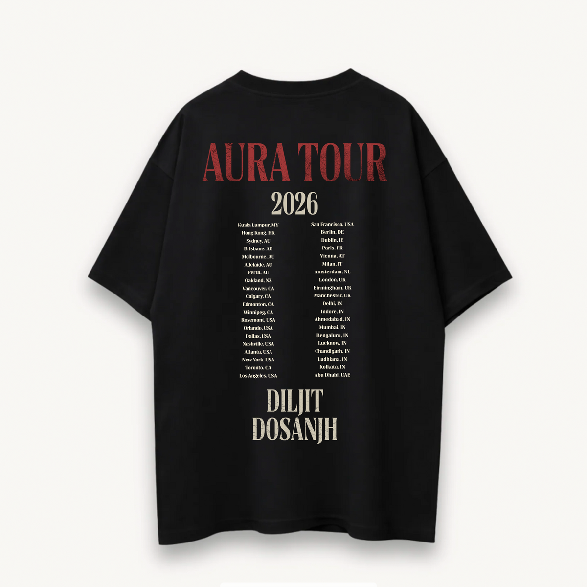 Diljit Dosanjh Aura Tour Spotlight Black Oversized Tee back