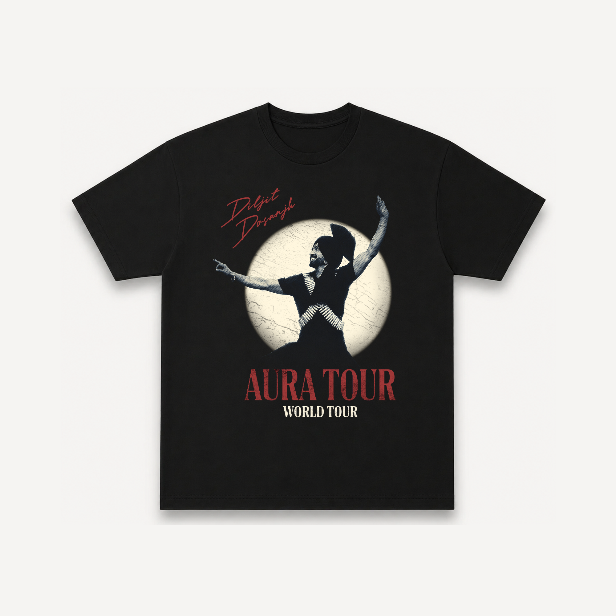 Diljit Dosanjh Aura Tour Spotlight Black Regular Tee front