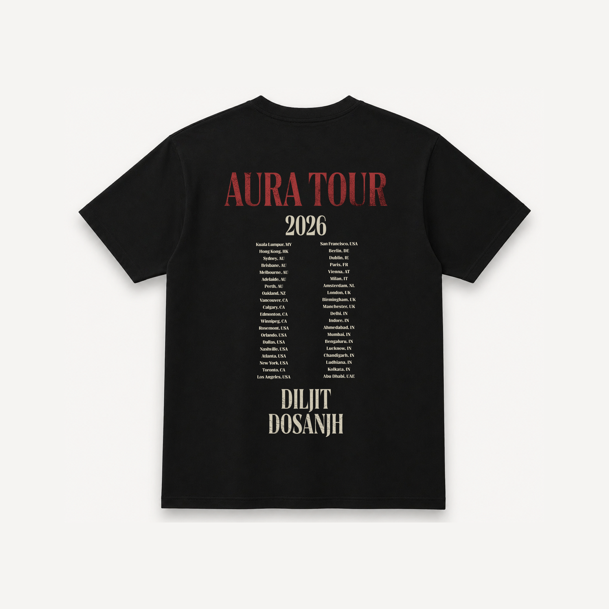 Diljit Dosanjh Aura Tour Spotlight Black Regular Tee back
