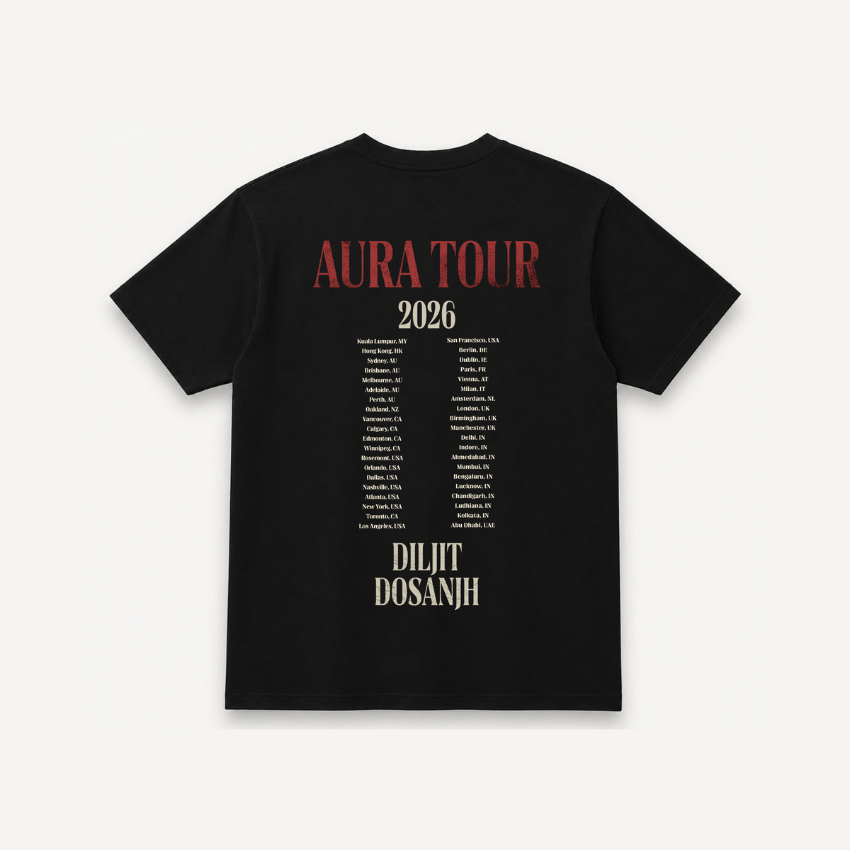 Diljit Dosanjh Aura Tour Spotlight Black Regular Tee back