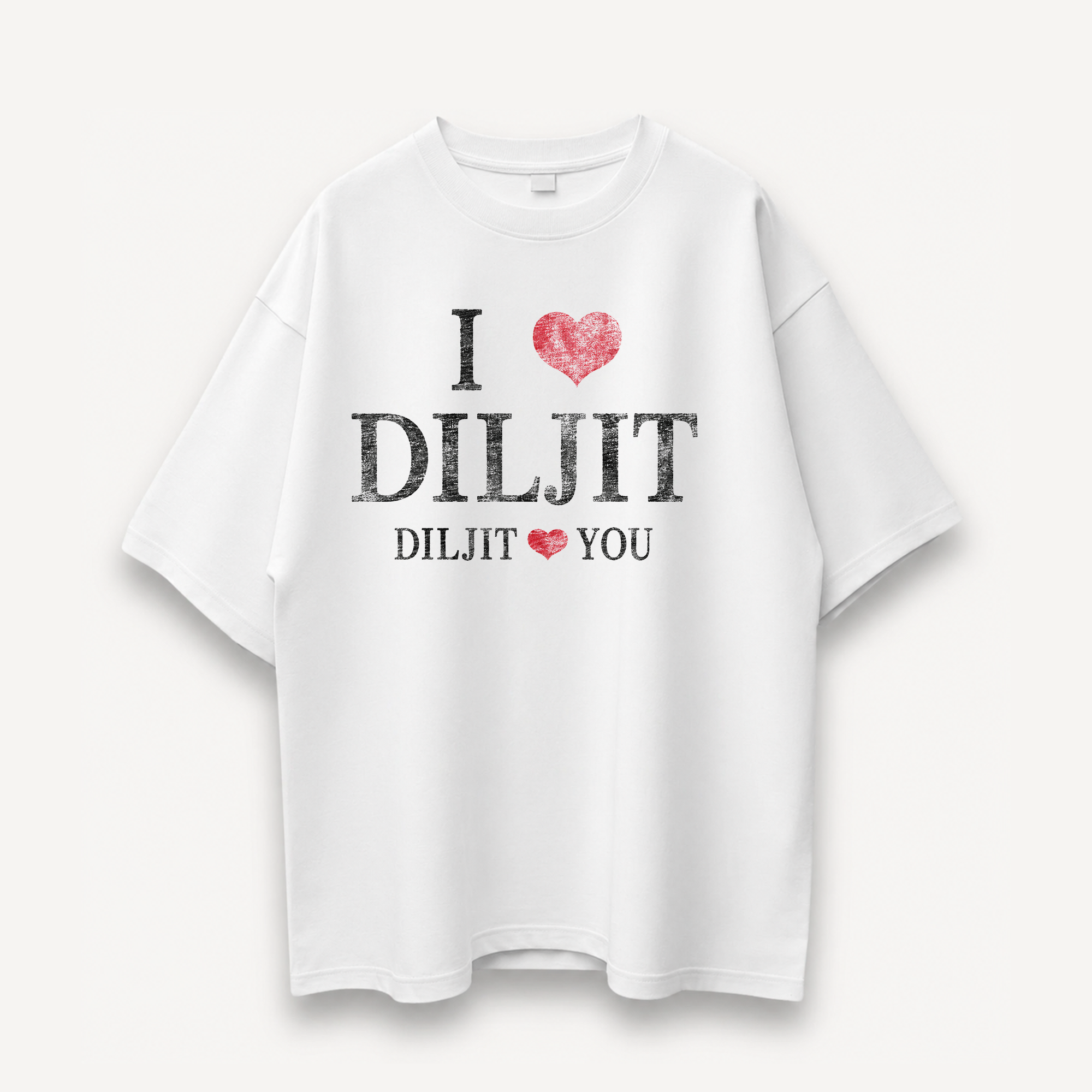 Diljit Dosanjh I Love Diljit White Oversized Tee front