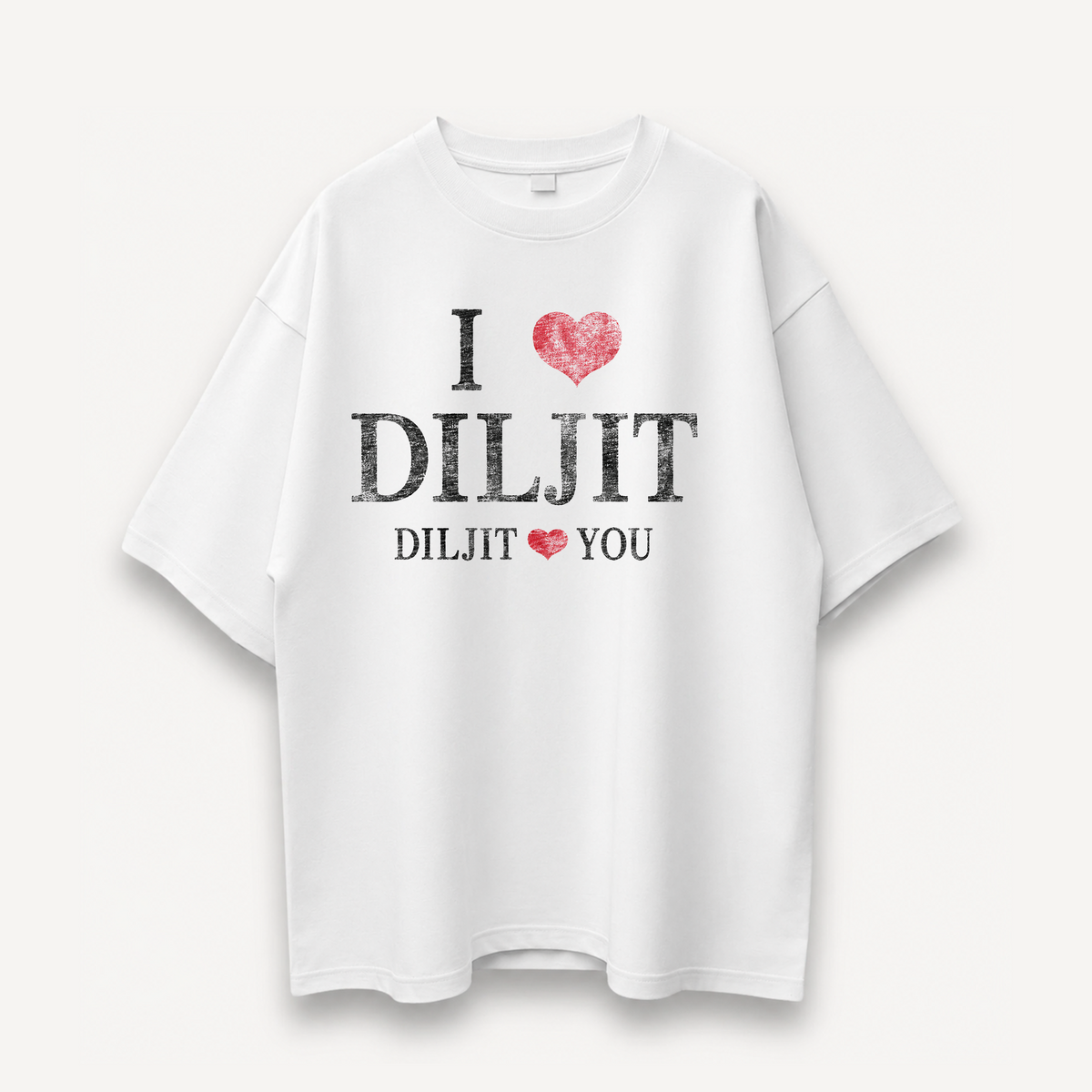 Diljit Dosanjh I Love Diljit White Oversized Tee front