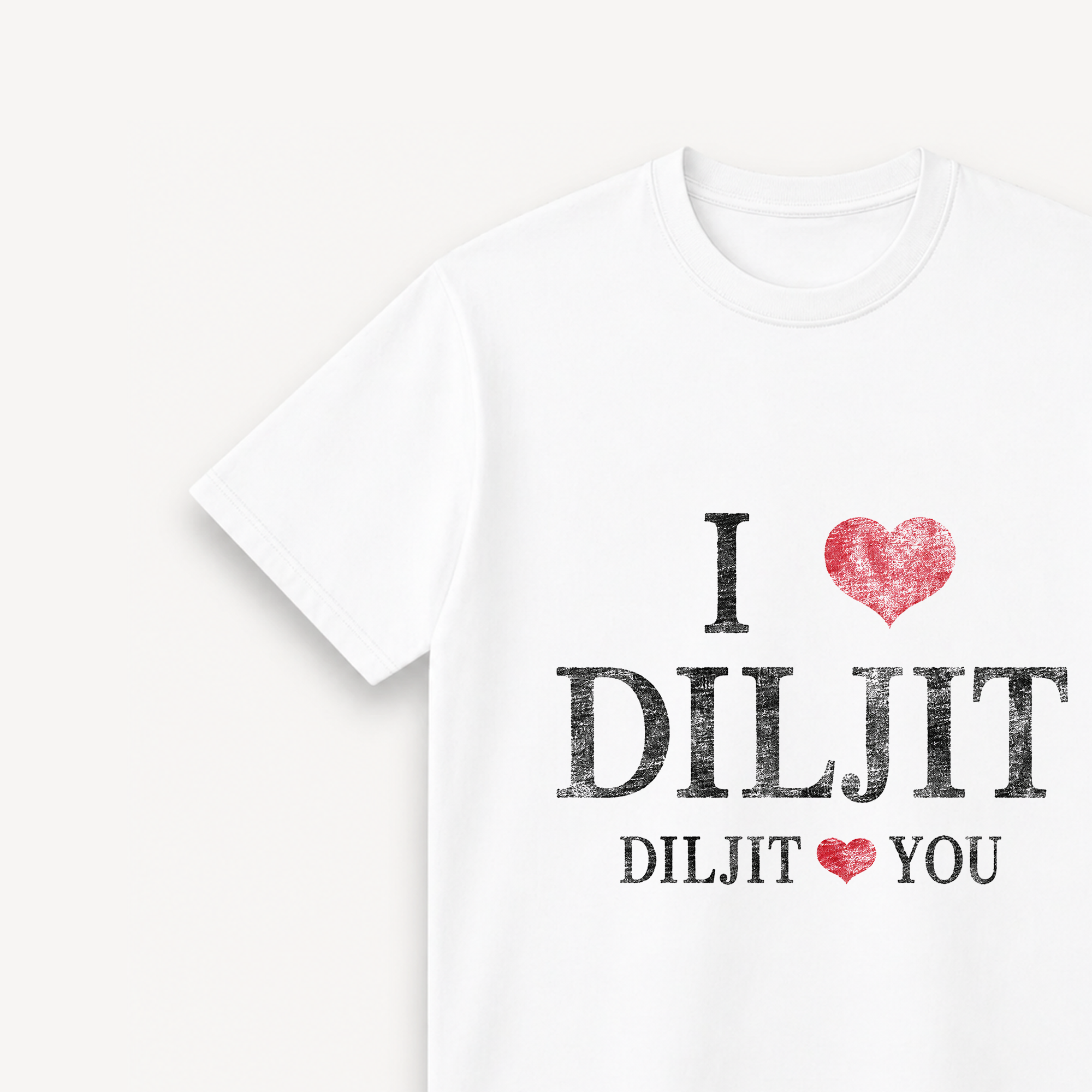Diljit Dosanjh I Love Diljit White Regular Tee close-up