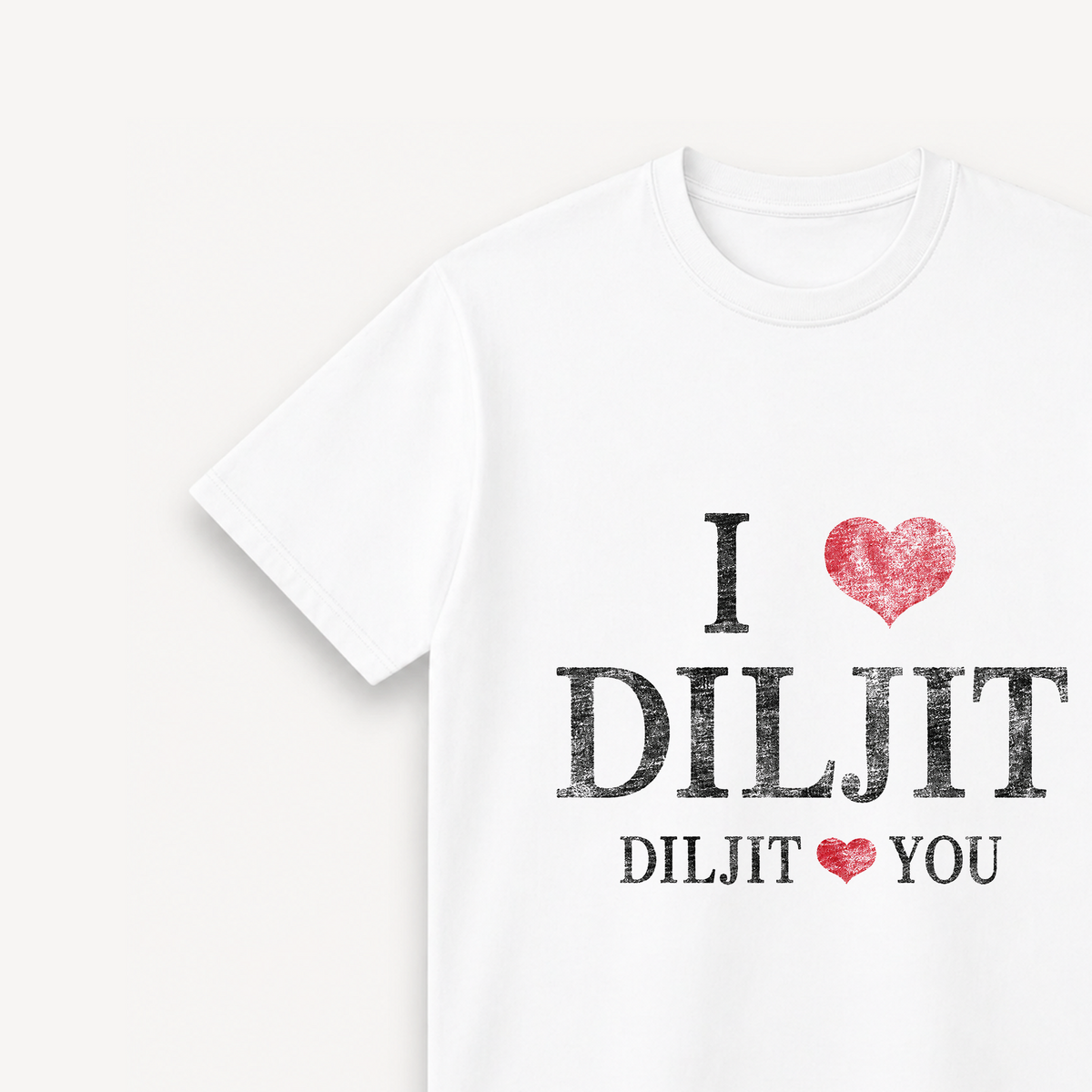 Diljit Dosanjh I Love Diljit White Regular Tee close-up