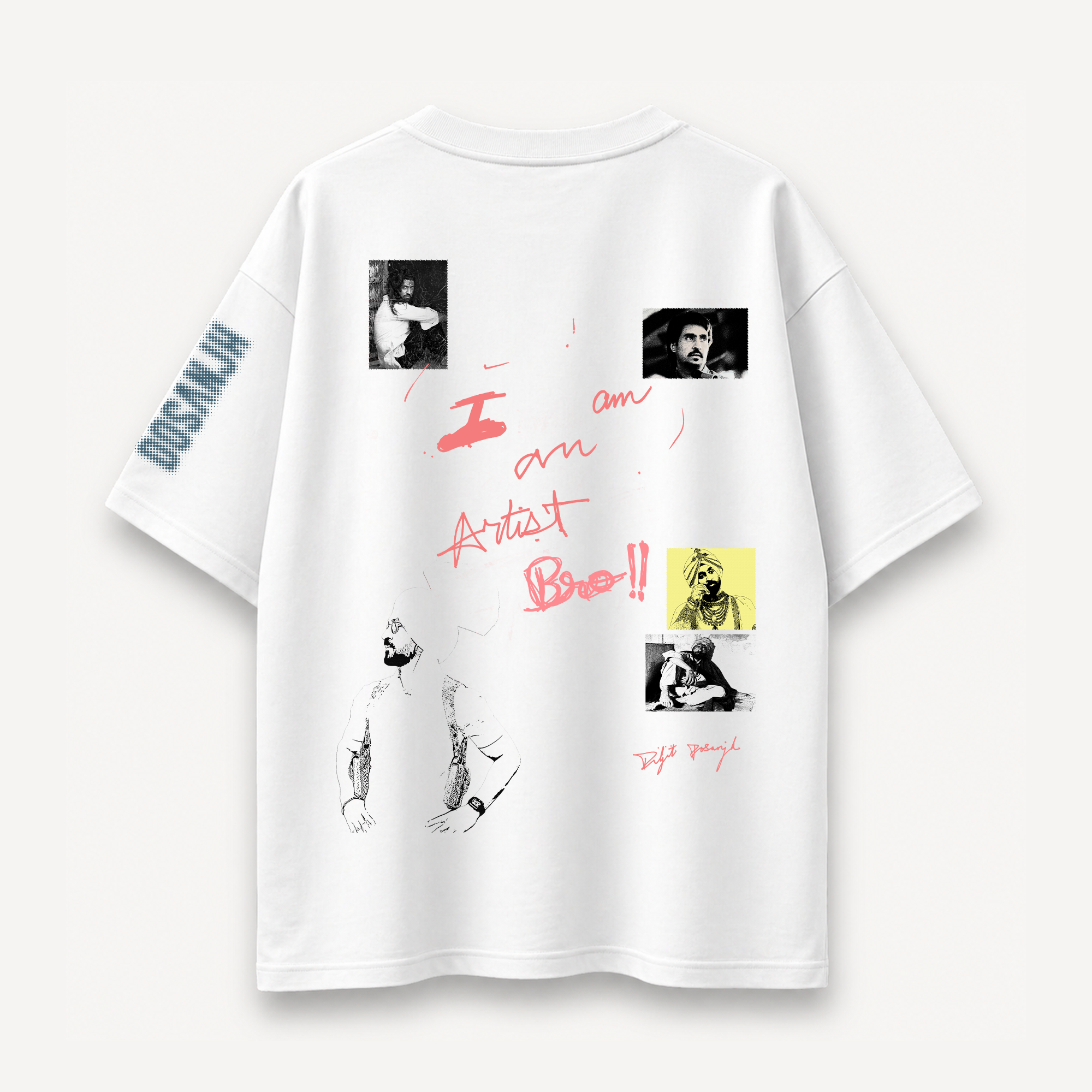 Diljit Dosanjh I'm An Artist Bro White Oversized Tee back