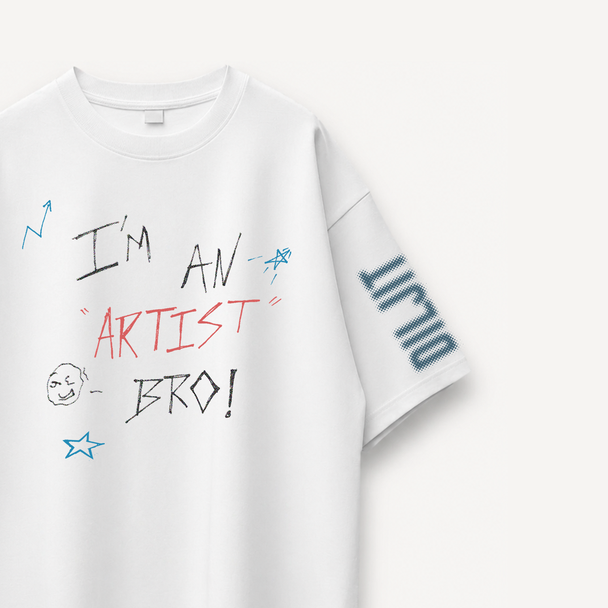 Diljit Dosanjh I'm An Artist Bro White Oversized Tee close-up