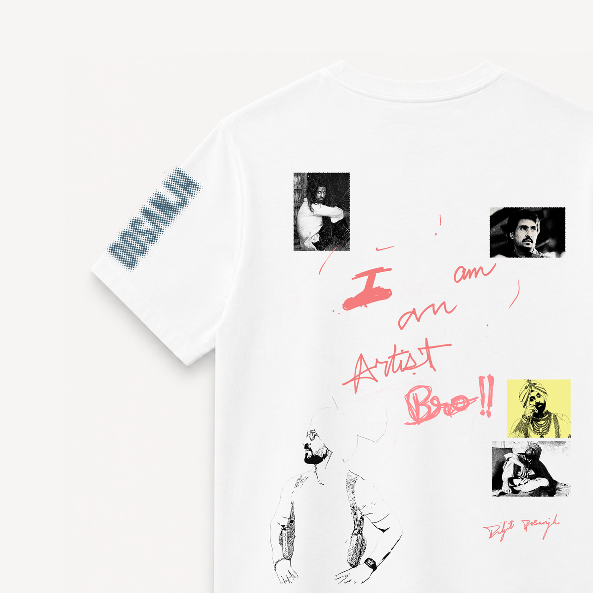 Diljit Dosanjh I'm An Artist Bro White Regular Tee back close-up