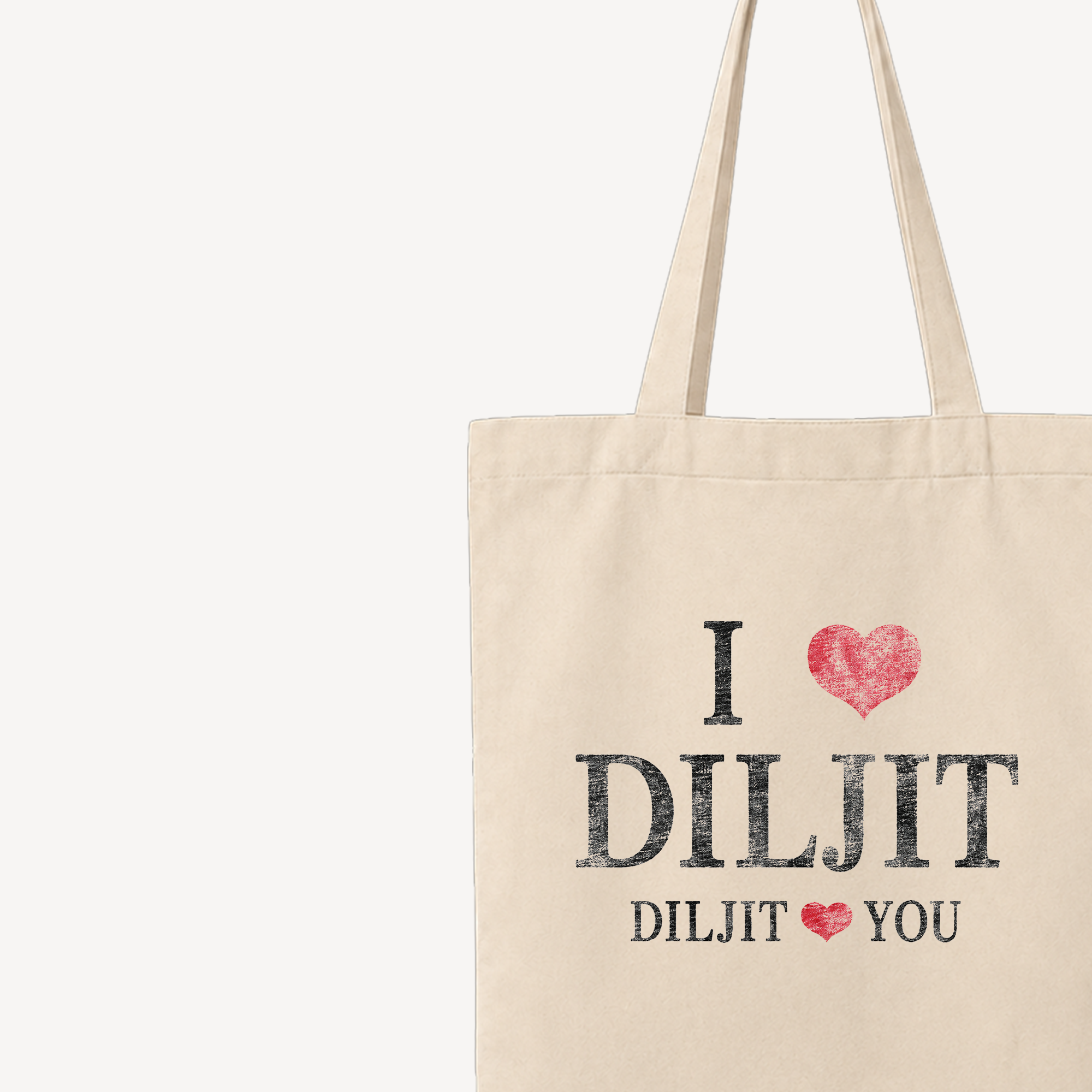 Diljit Dosanjh I Love Diljit Natural Tote Bag close-up