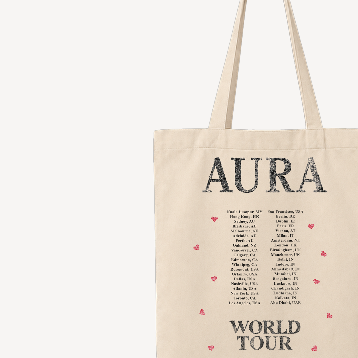 Diljit Dosanjh I Love Diljit Natural Tote Bag back close-up