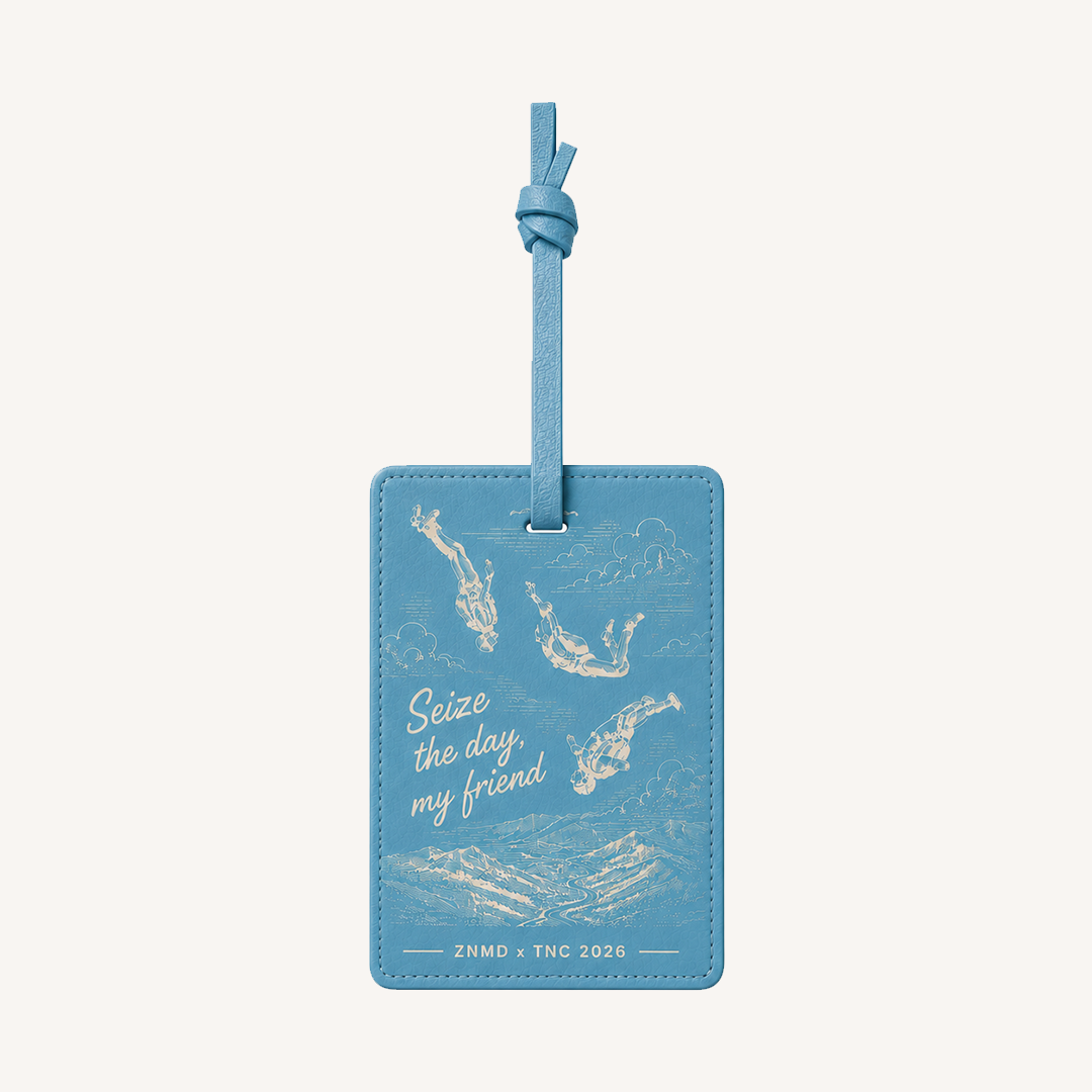 ZNMD Seize the Day Leather Sky Blue Bag Tag