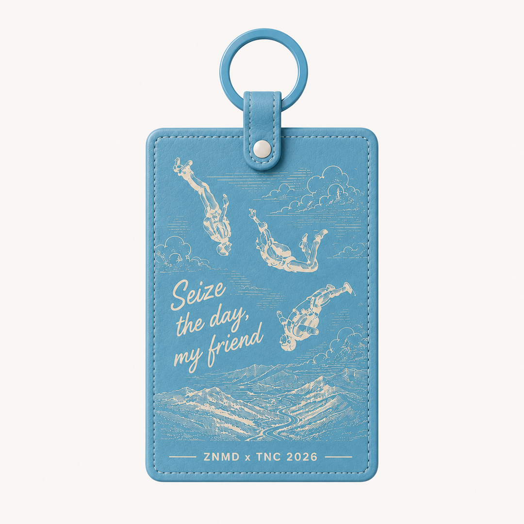 ZNMD Seize the Day Leather Sky Blue Bag Tag