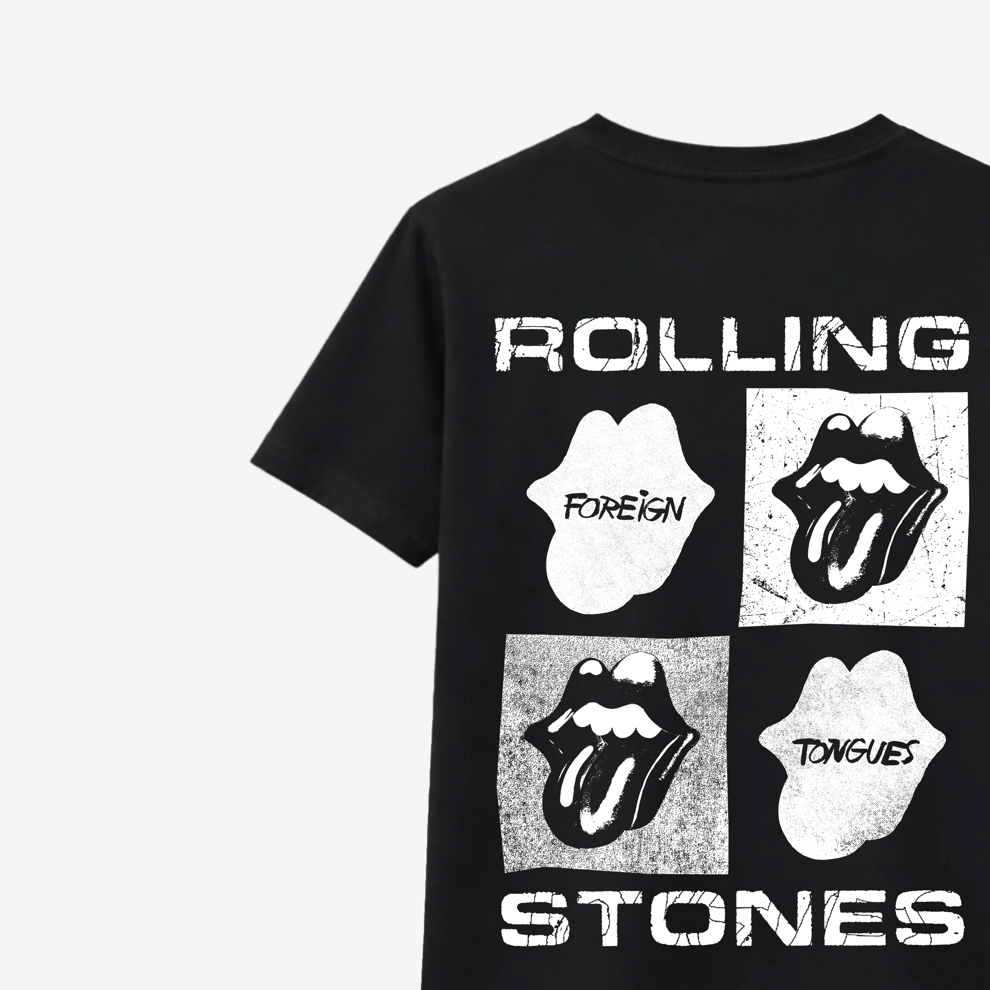 The Rolling Stones Foreign Tongues Quad Tongue Black Relaxed Tee