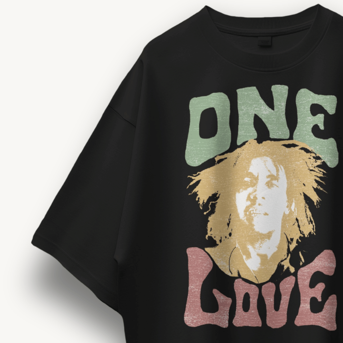 Bob Marley One Love Black Oversized Tee - The Noise Culture
