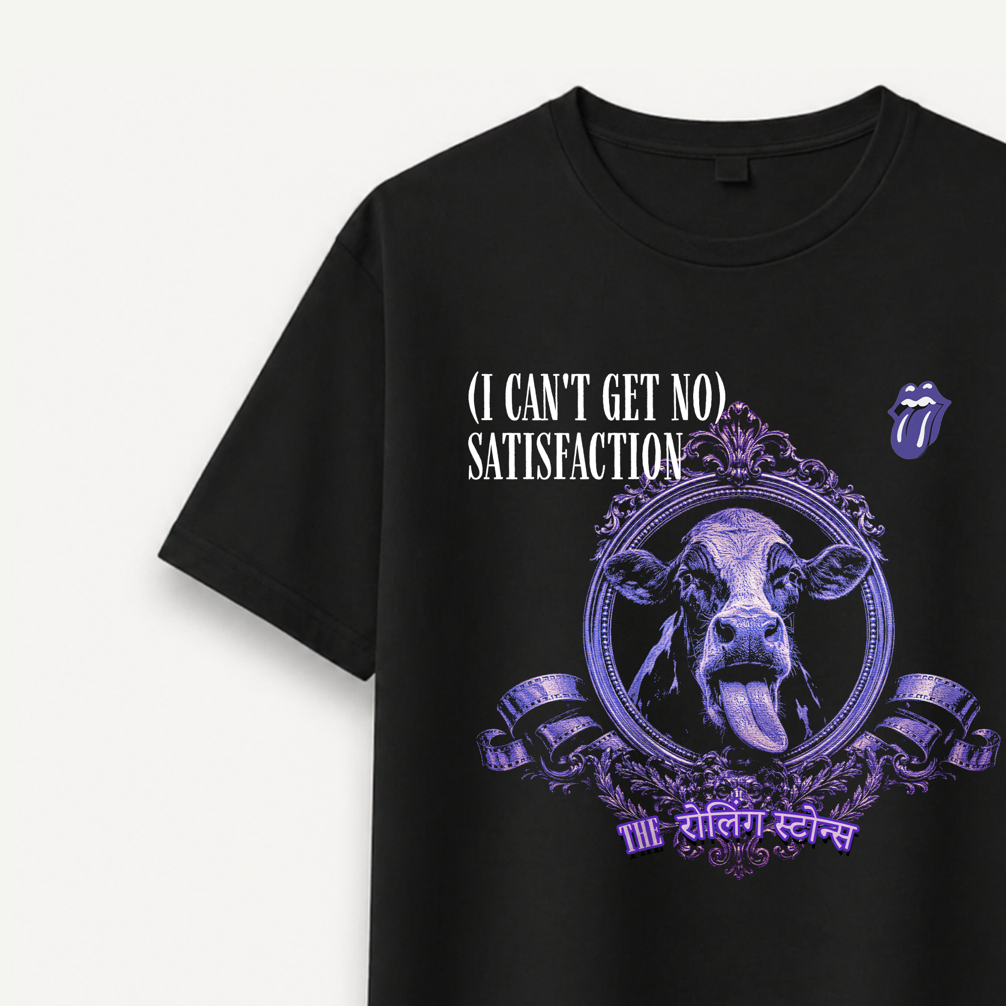 The Rolling Stones Satisfaction Cow Black Relaxed Tee