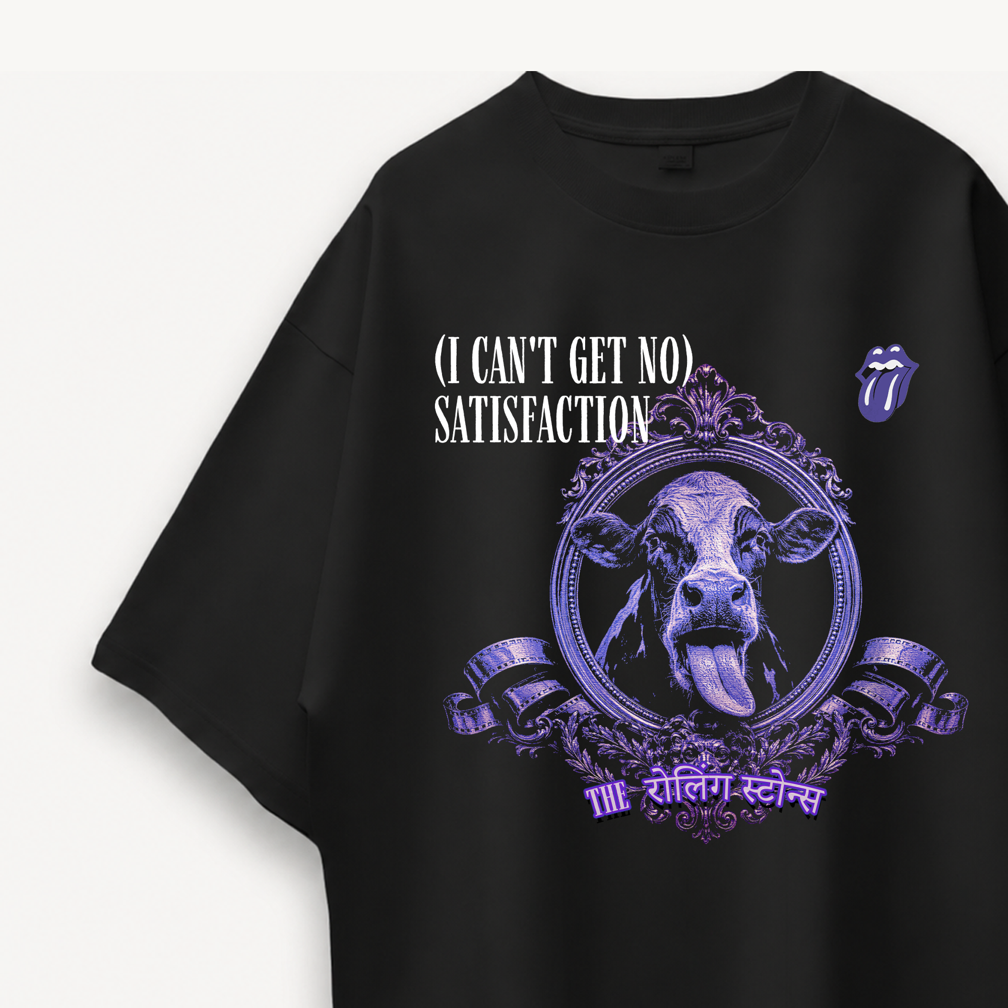 The Rolling Stones Satisfaction Cow Black Oversized Tee