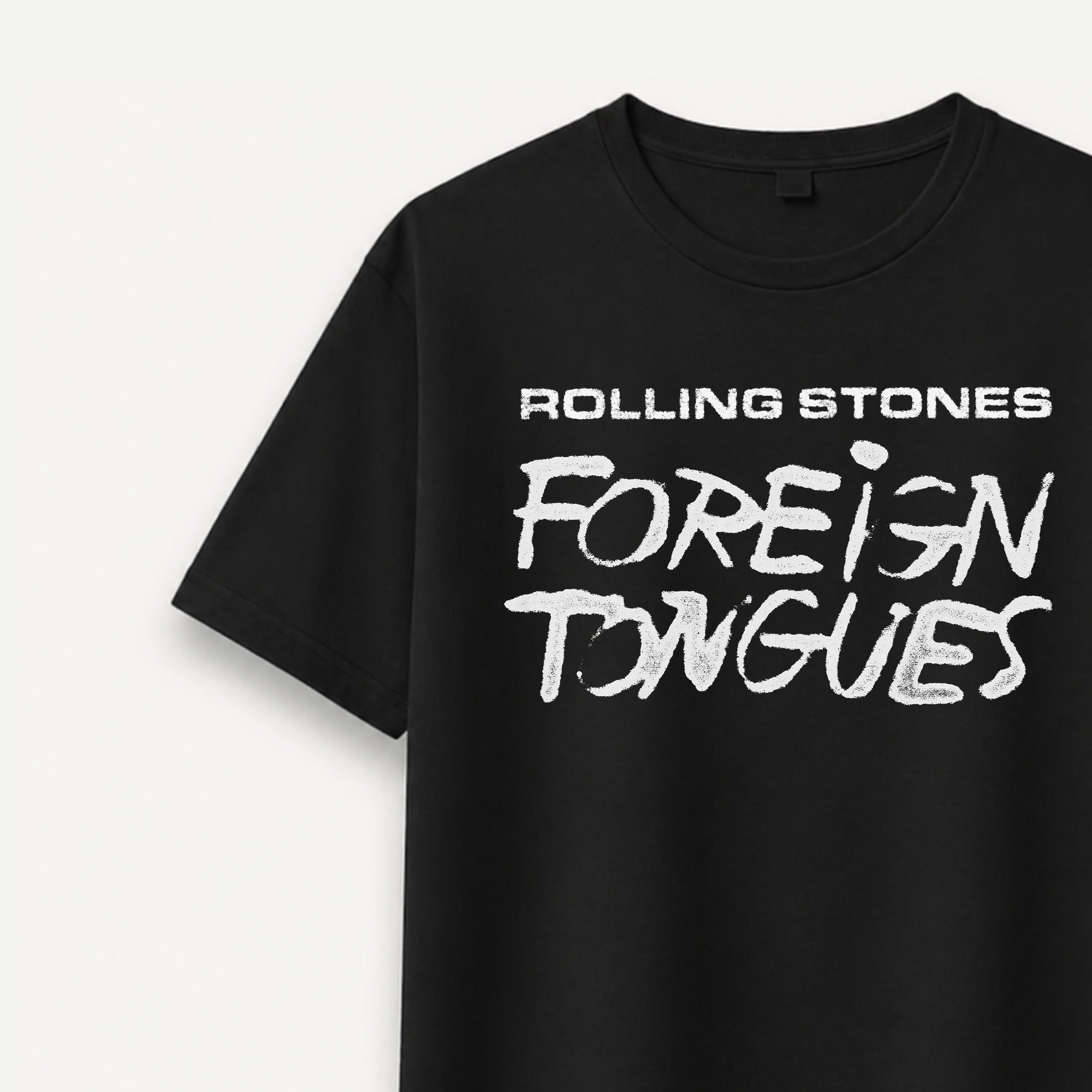 The Rolling Stones Foreign Tongues Quad Tongue Black Relaxed Tee
