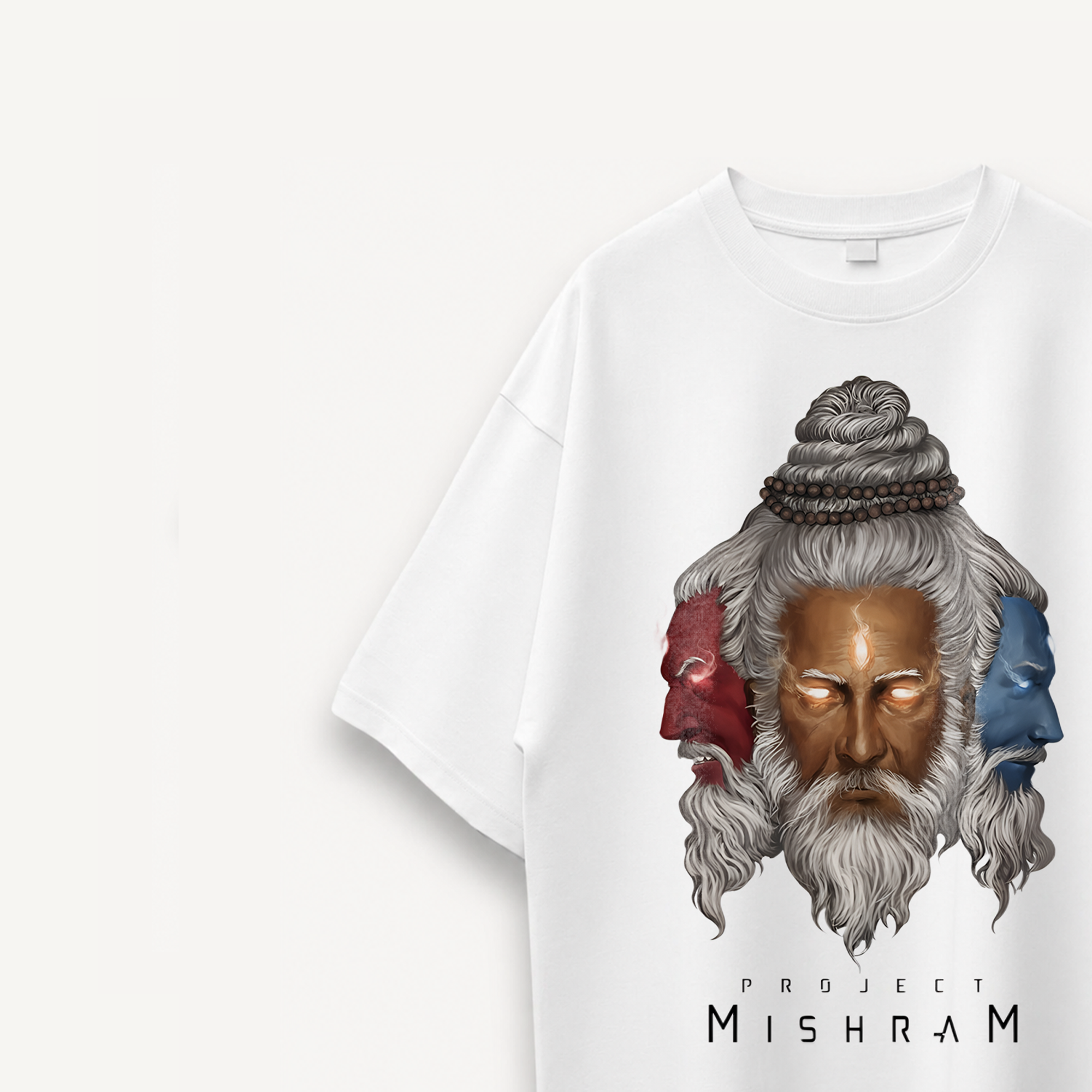 Project Mishram Logo White Oversized Tee