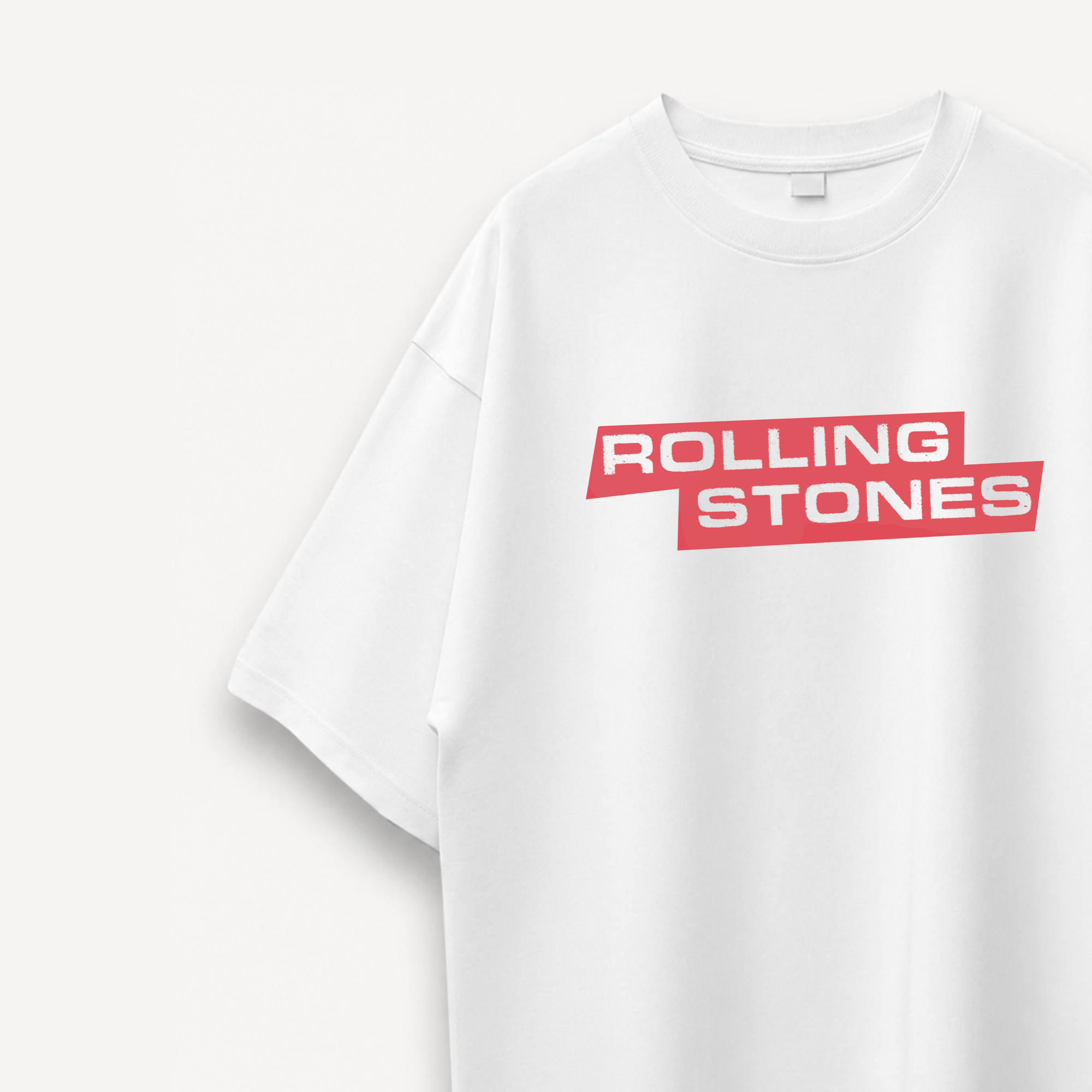 The Rolling Stones Foreign Tongues Pop Art White Oversized Tee