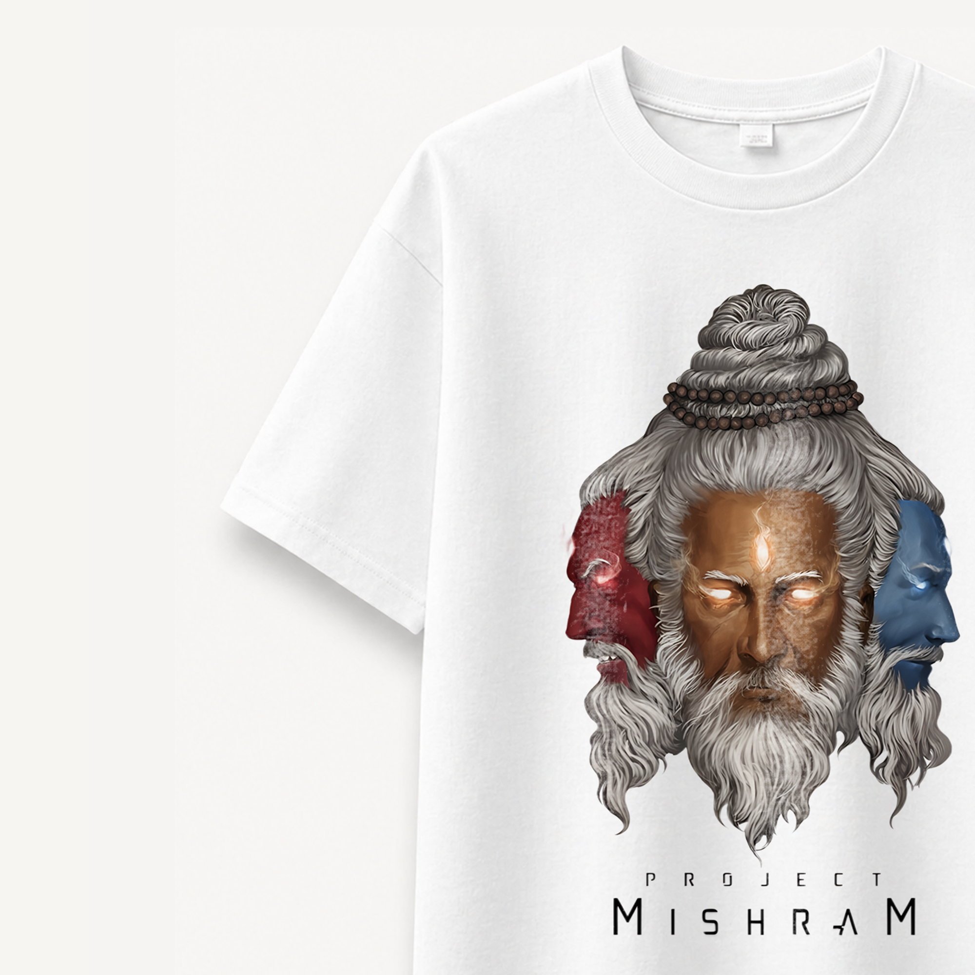 Project Mishram Logo White Relaxed Tee