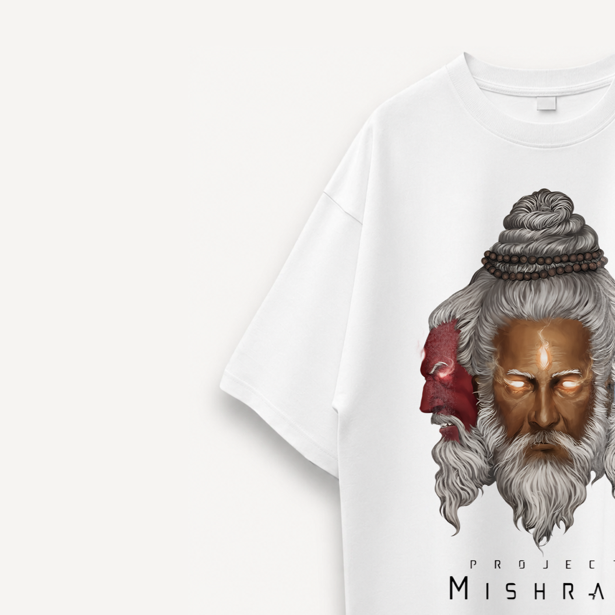 Project Mishram Logo White Oversized Tee