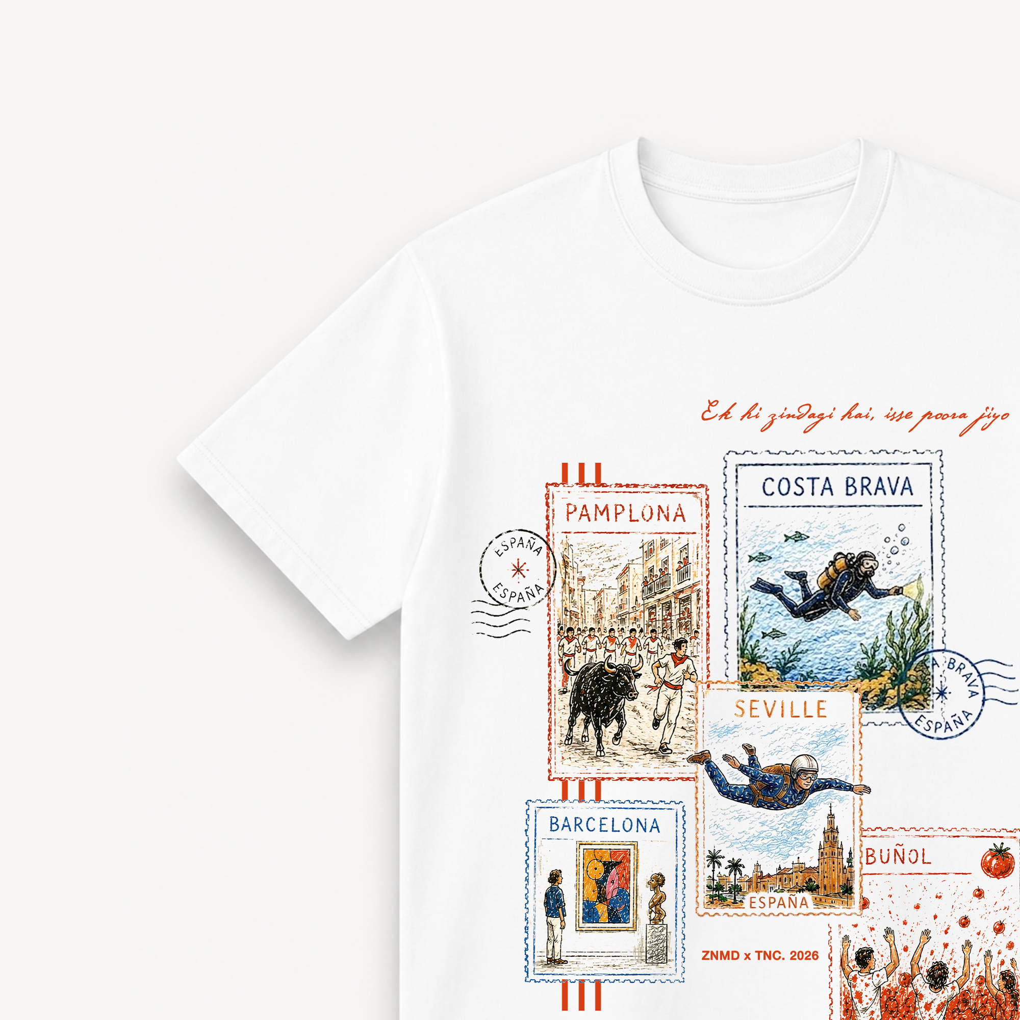 ZNMD Spain Postcards White Regular Tee