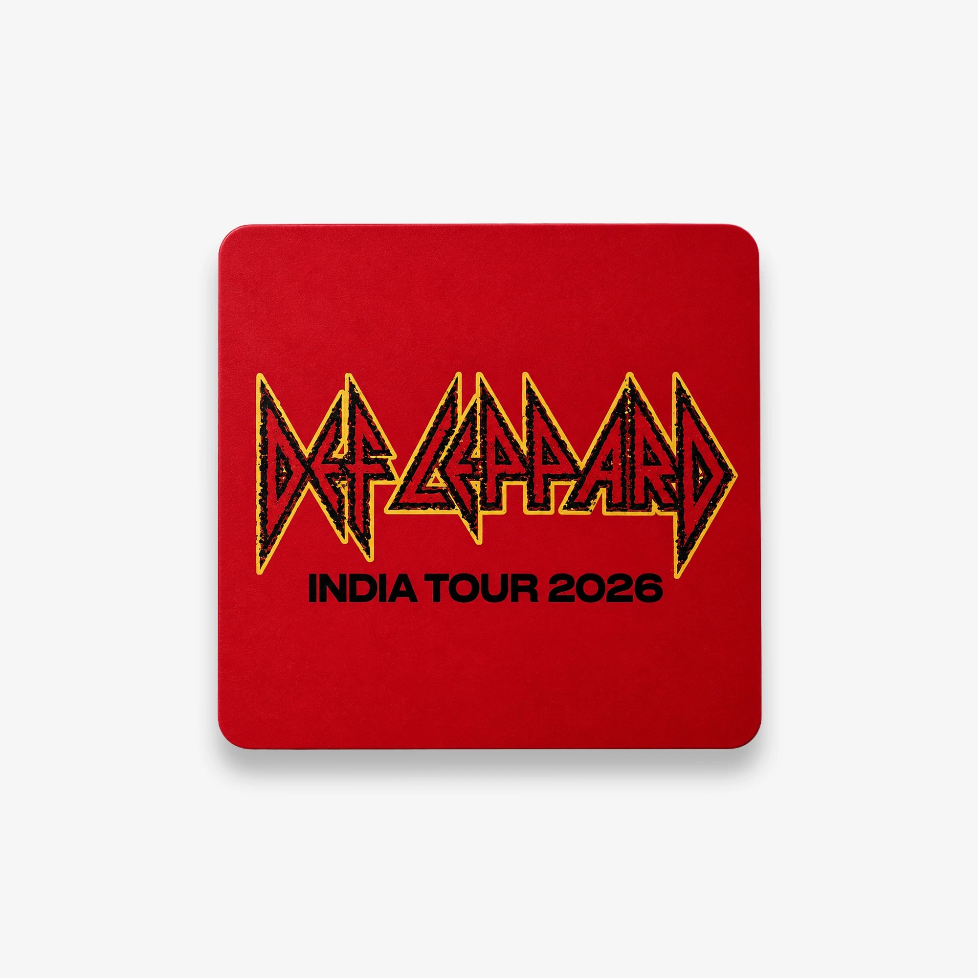 Def Leppard India Tour 2026 red square piece