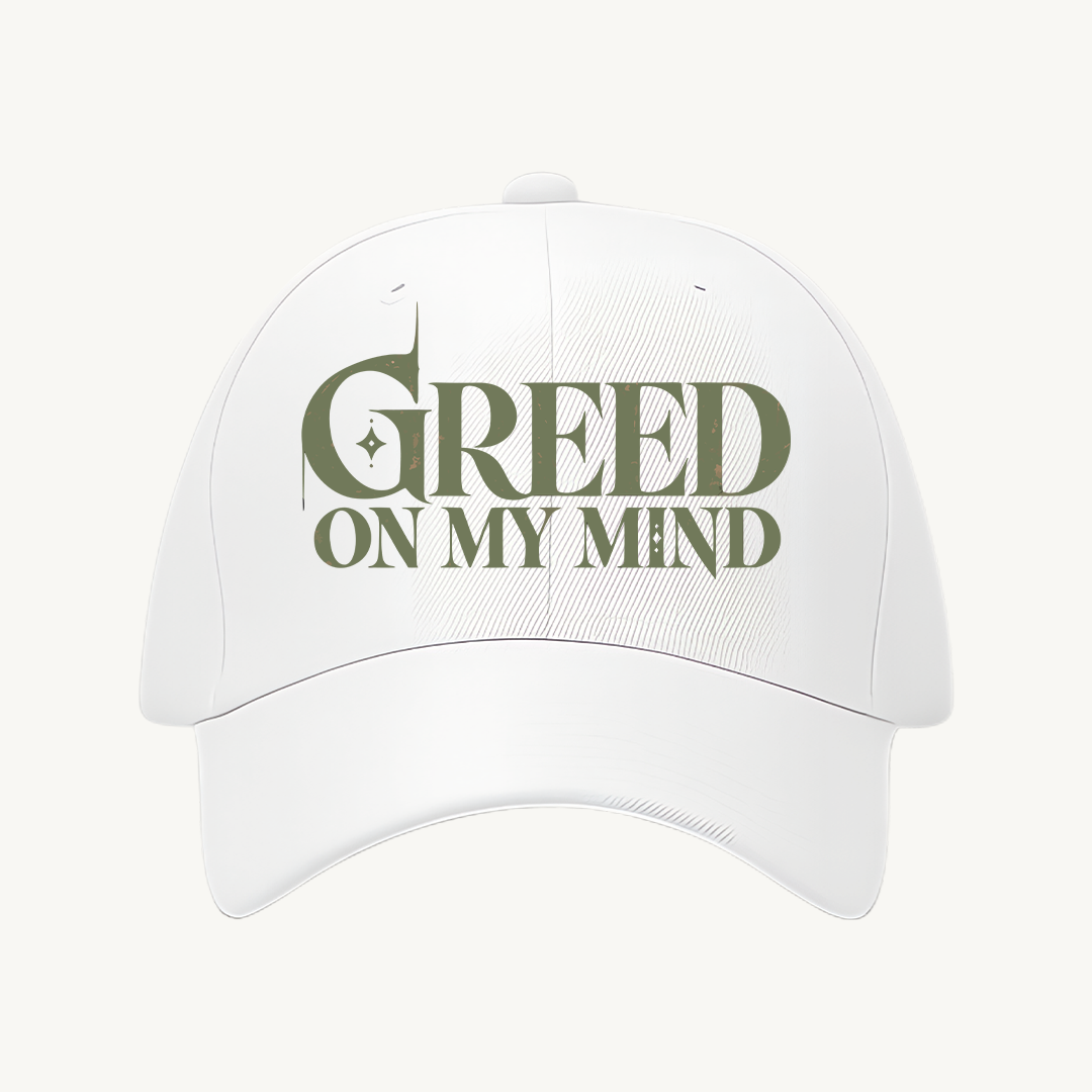 Tumbbad Greed On My Mind Baseball White Cap front