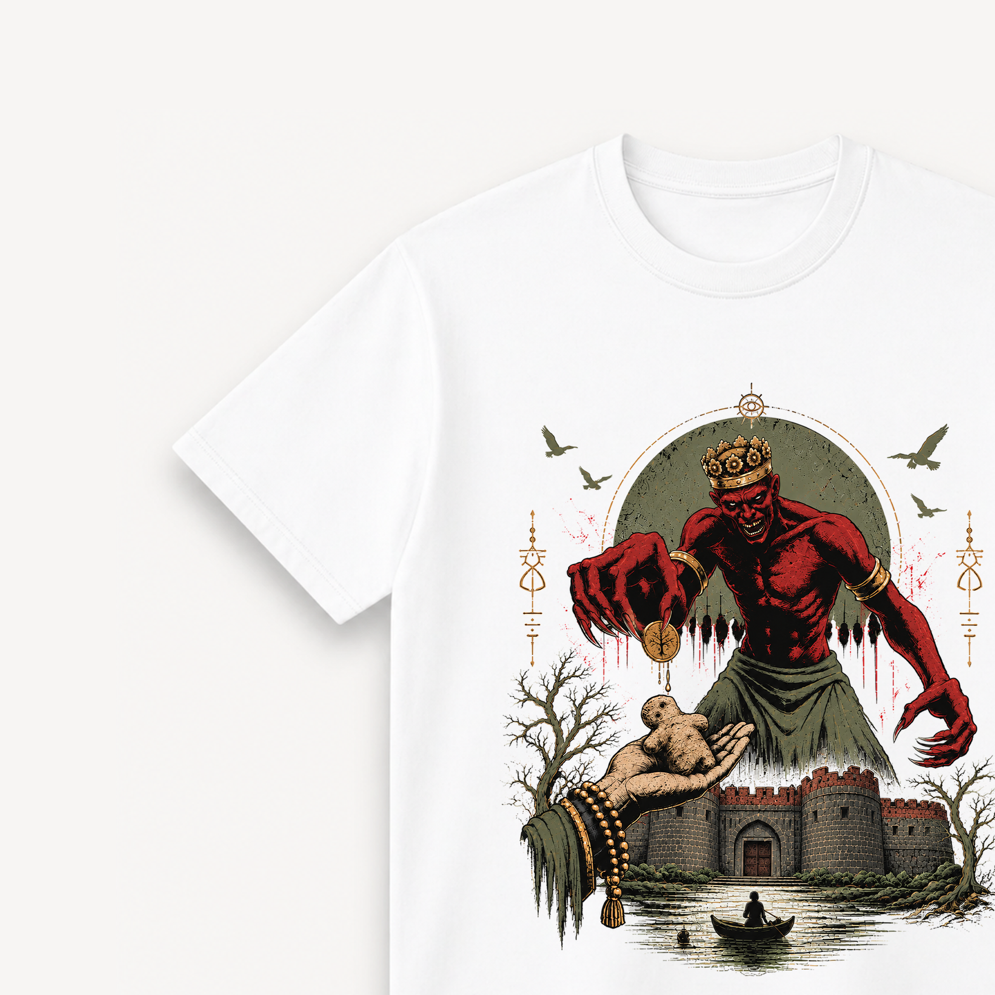 Tumbbad Hastar's Bargain White Regular Tee close-up