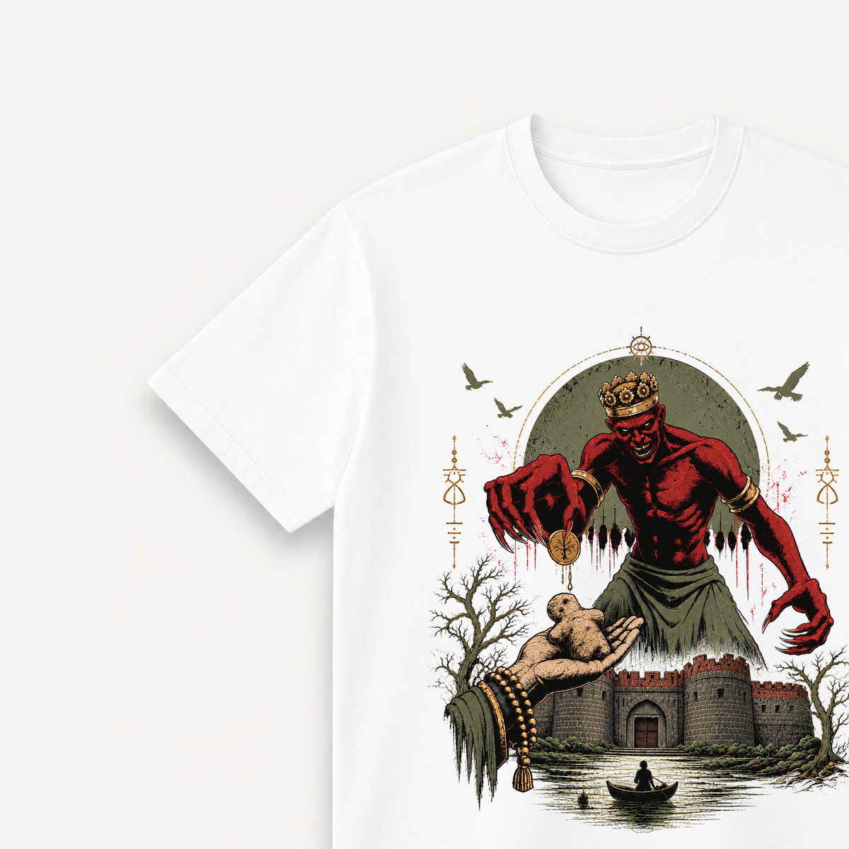 Tumbbad Hastar's Bargain White Regular Tee close-up