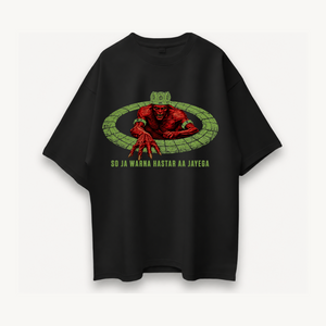 Tumbbad Hastar Rising Glow In The Dark Black Oversized Tee front