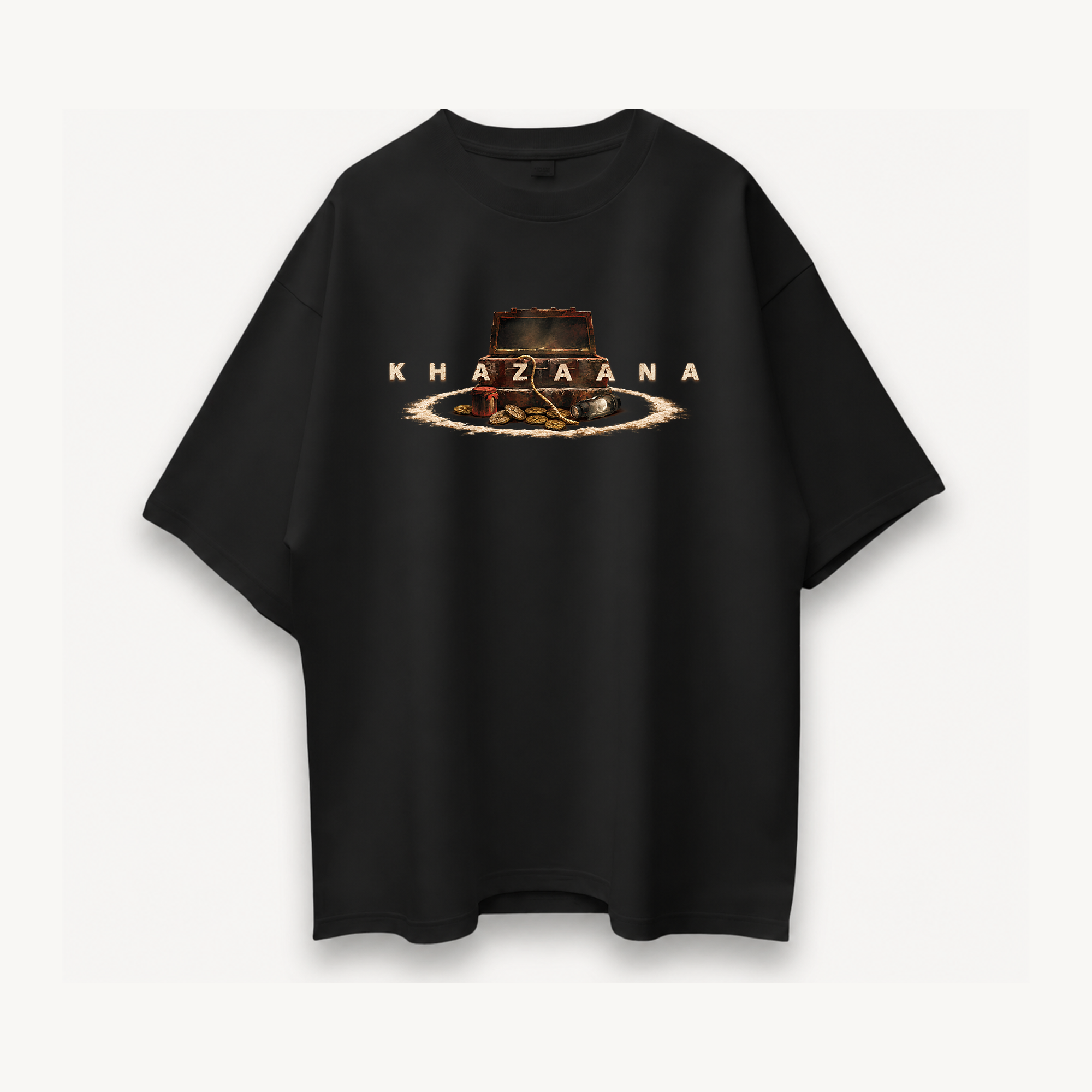 Tumbbad Khazaana Black Oversized Tee front