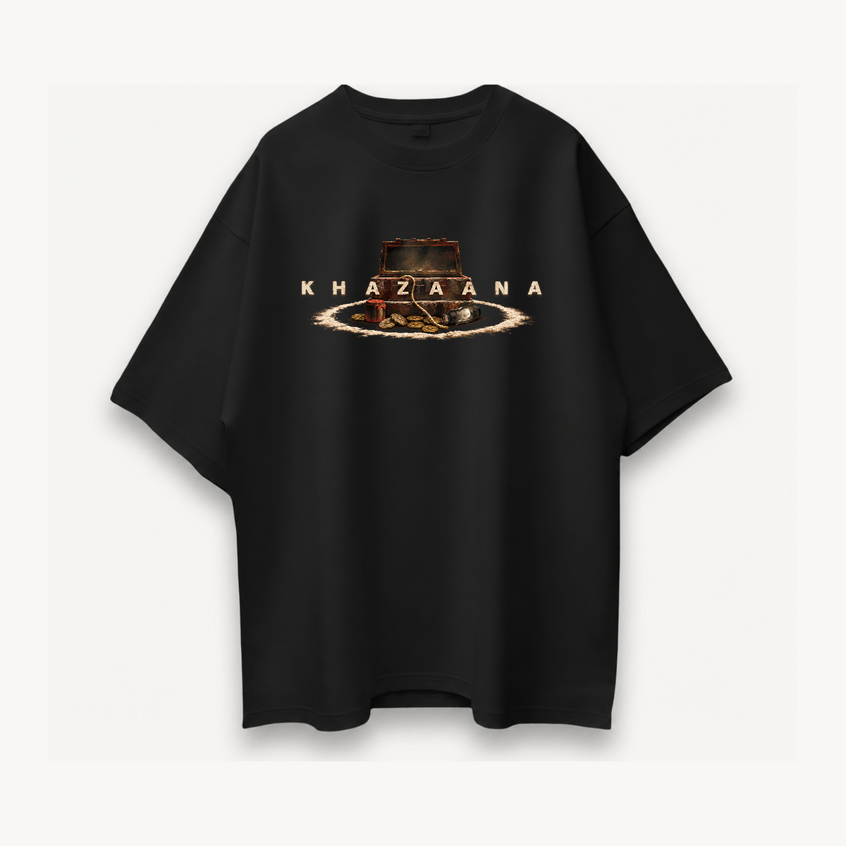Tumbbad Khazaana Black Oversized Tee front