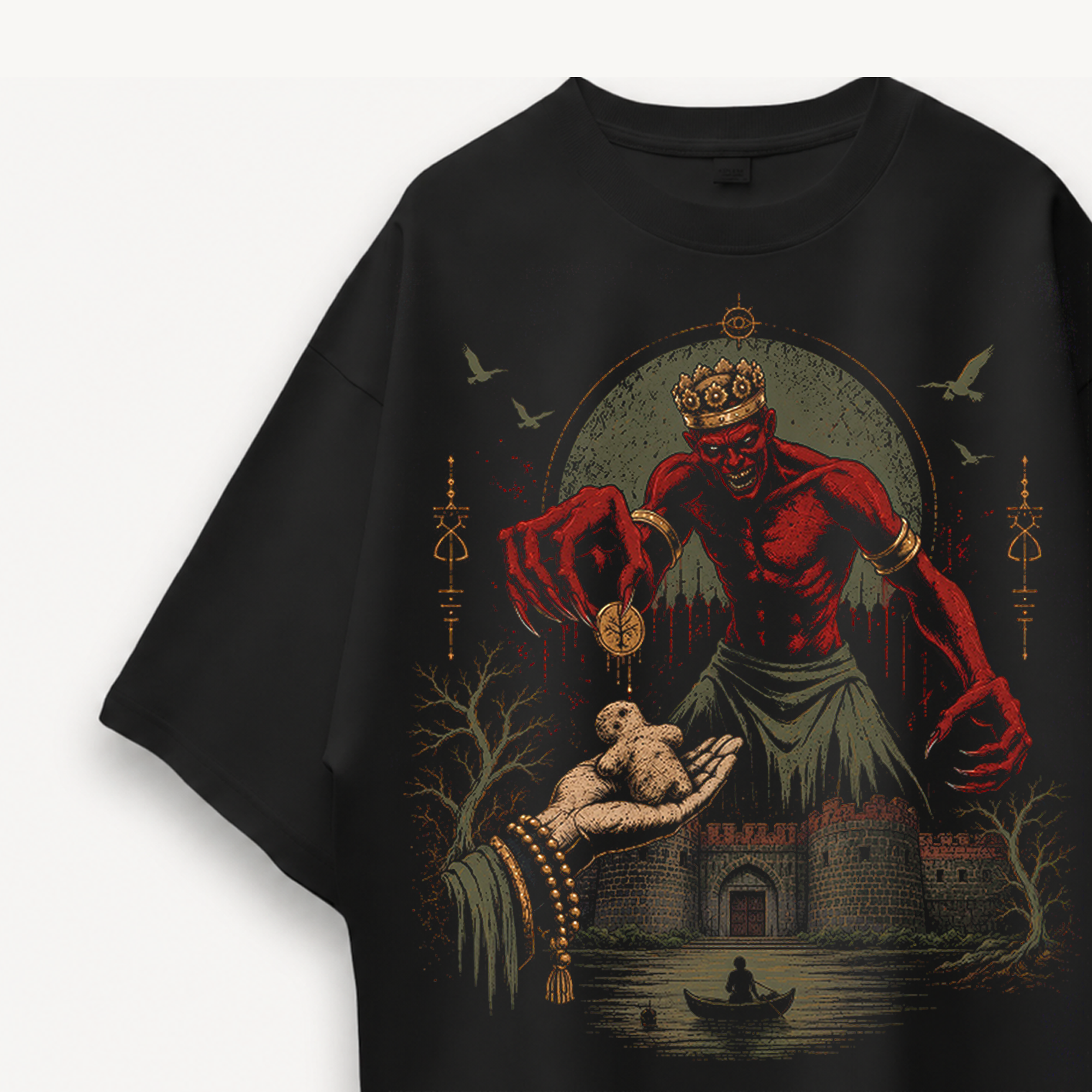 Tumbbad Hastar's Bargain Black Oversized Tee close-up