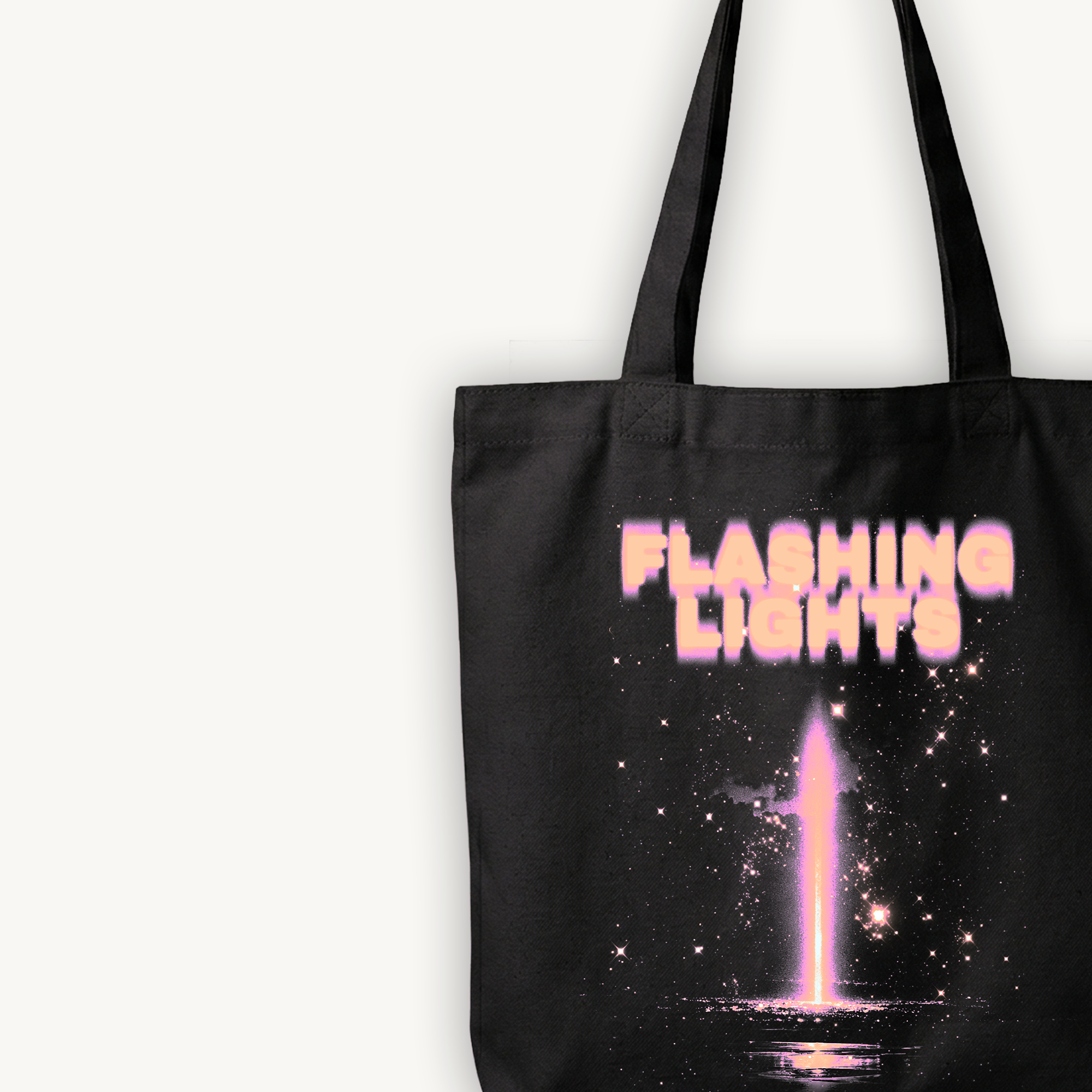 TNC Flashing Lights Black Tote Bag