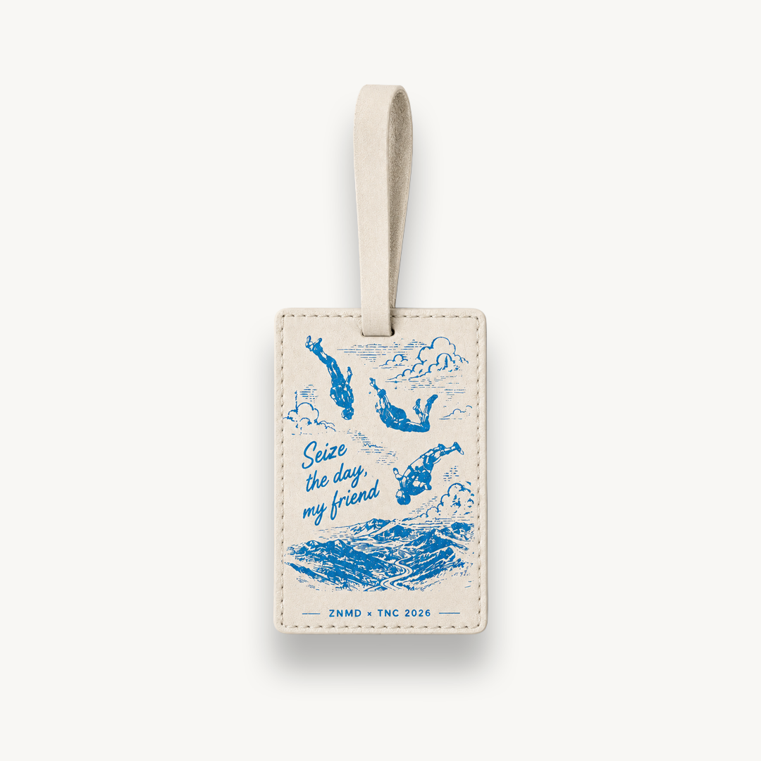 ZNMD Seize the Day Leather Sky Ivory Bag Tag