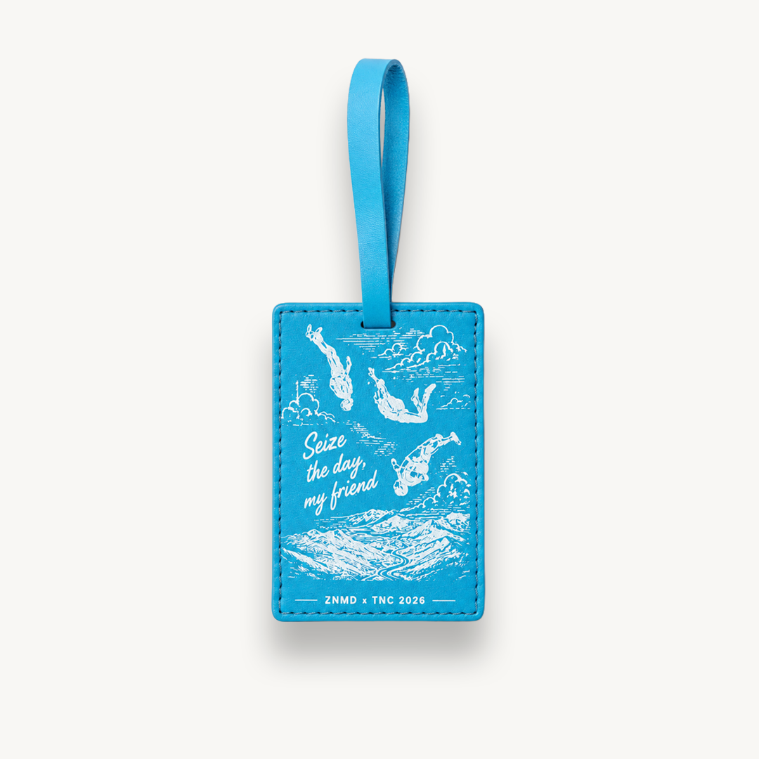 ZNMD Seize the Day Leather Sky Blue Bag Tag