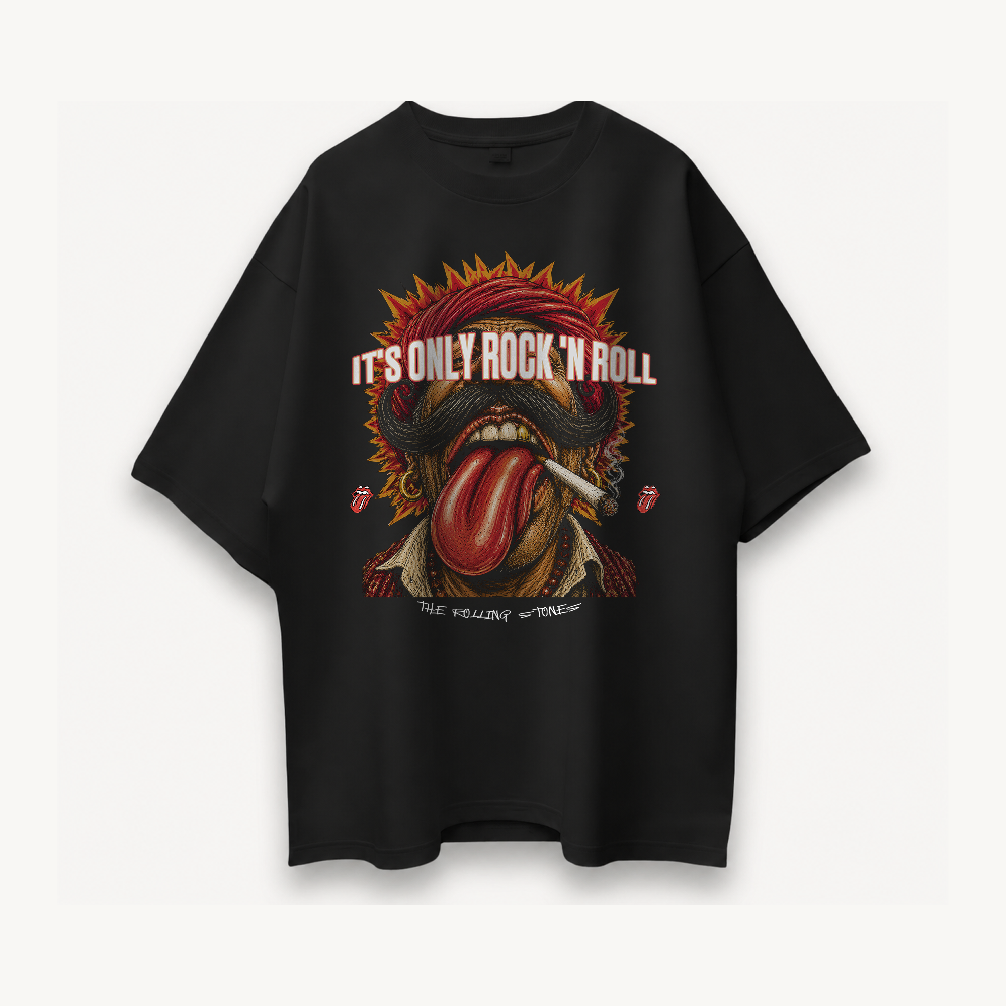 The Rolling Stones It’s Only Rock ’N’ Roll Black Oversized Tee