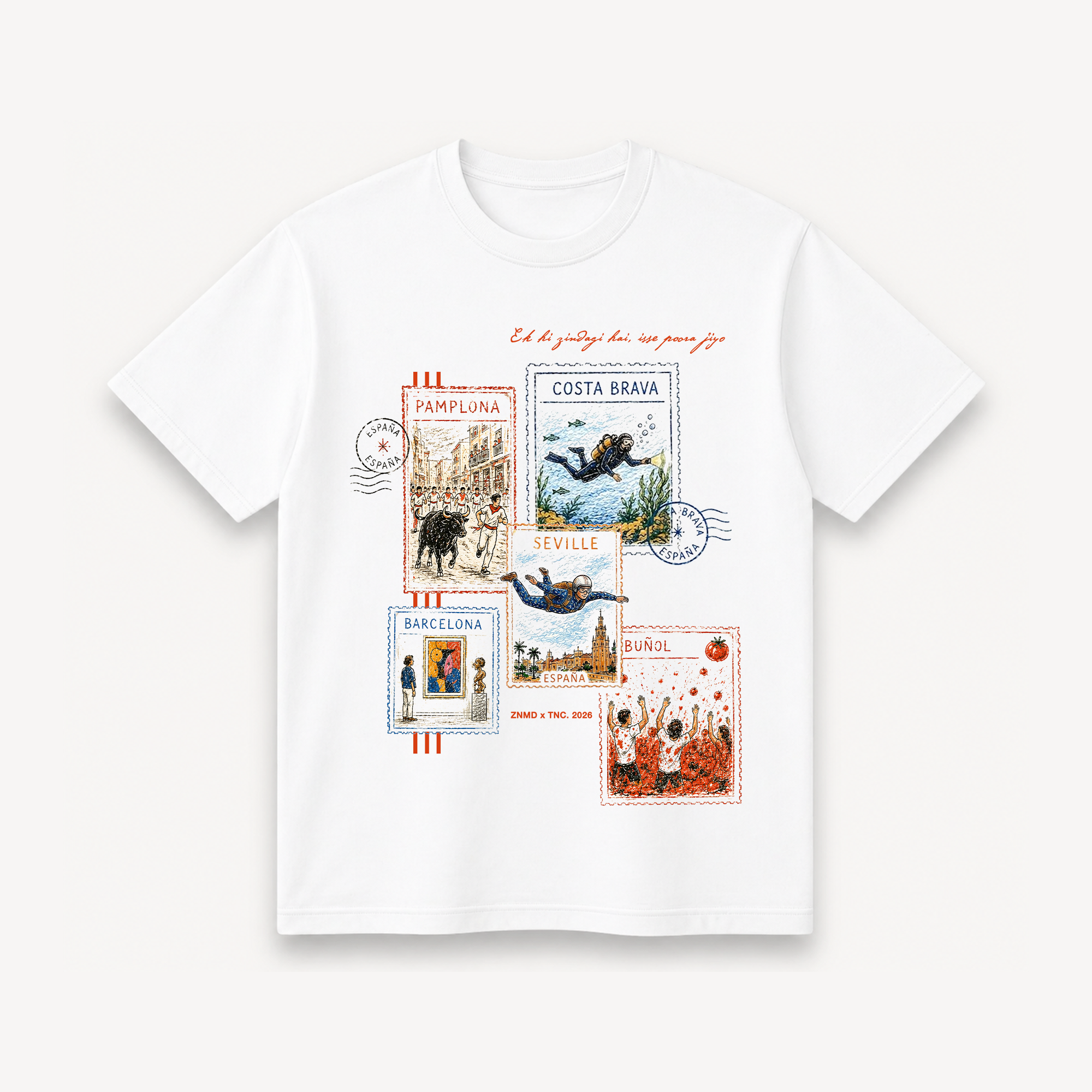 ZNMD Spain Postcards White Regular Tee