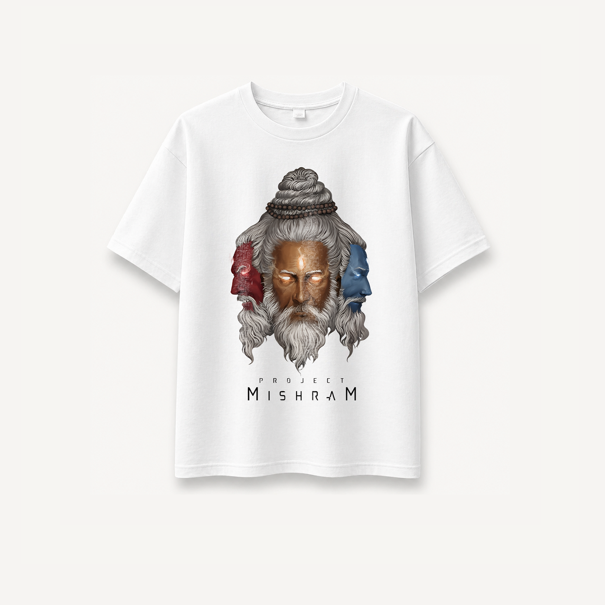 Project Mishram Logo White Relaxed Tee