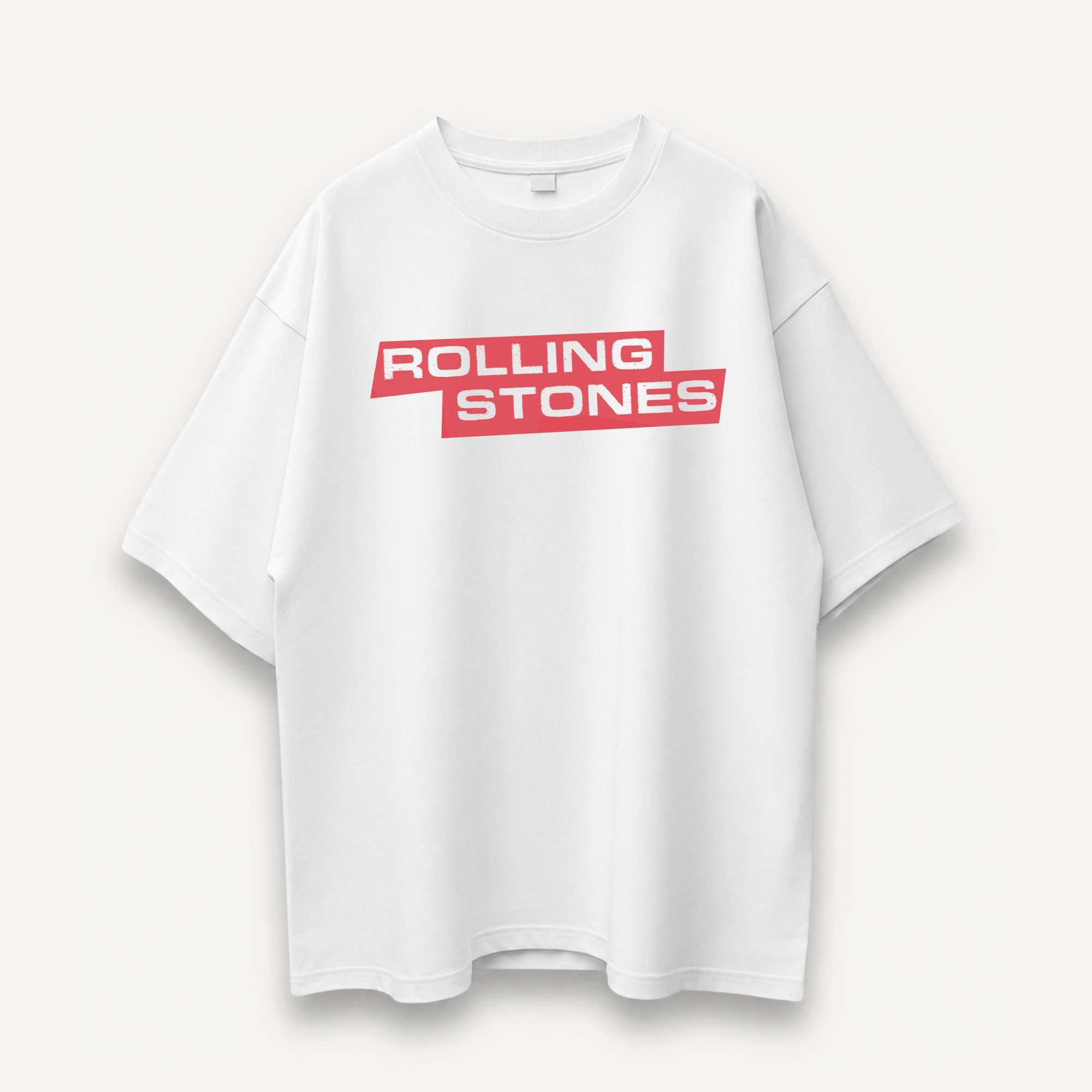 The Rolling Stones Foreign Tongues Pop Art White Oversized Tee