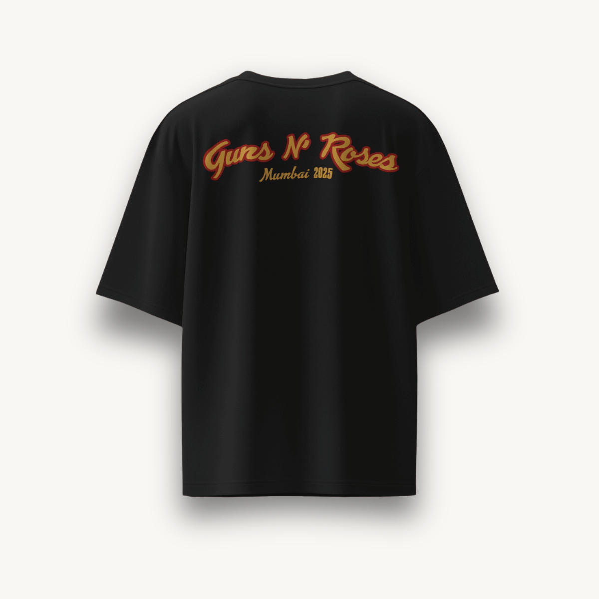 Guns N' Roses Mumbai '25 Horse Black Oversized Tee - The Noise Culture
