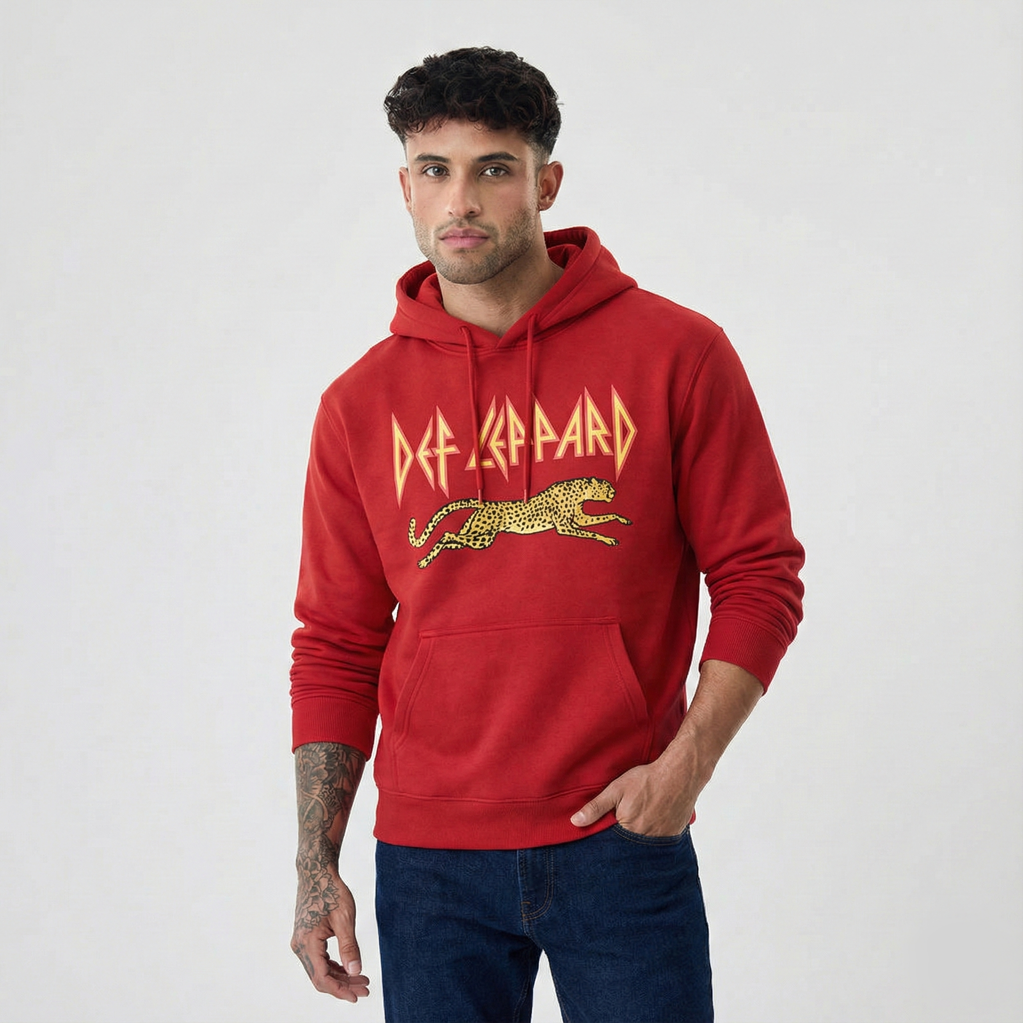 Def Leppard Leaping Leopard Red Hoodie