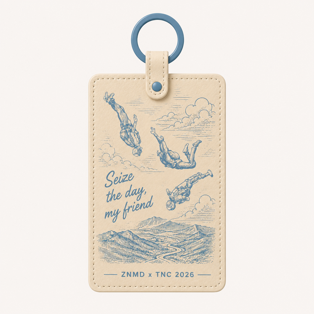 ZNMD Seize the Day Leather Sky Ivory Bag Tag