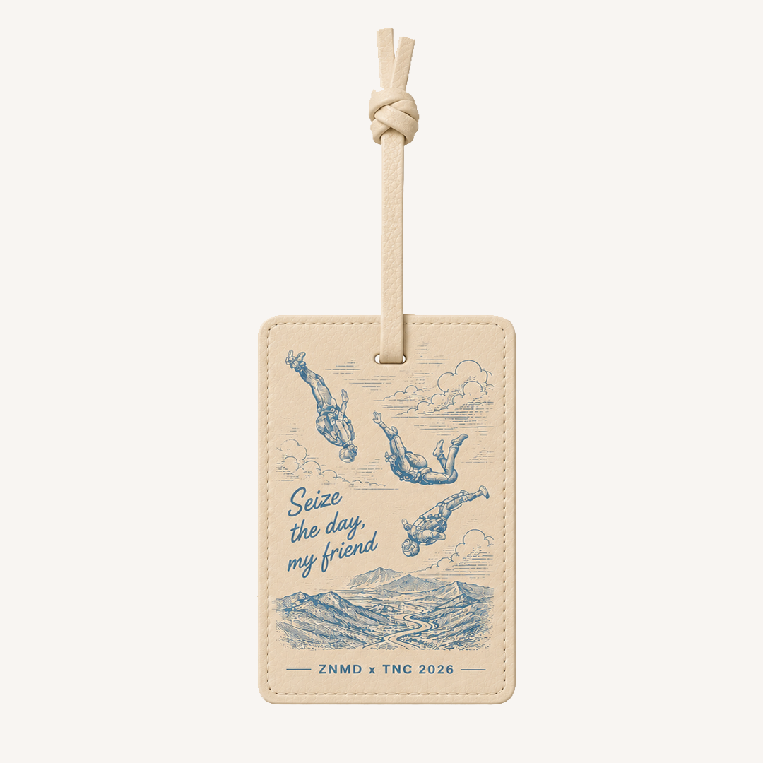ZNMD Seize the Day Leather Sky Ivory Bag Tag