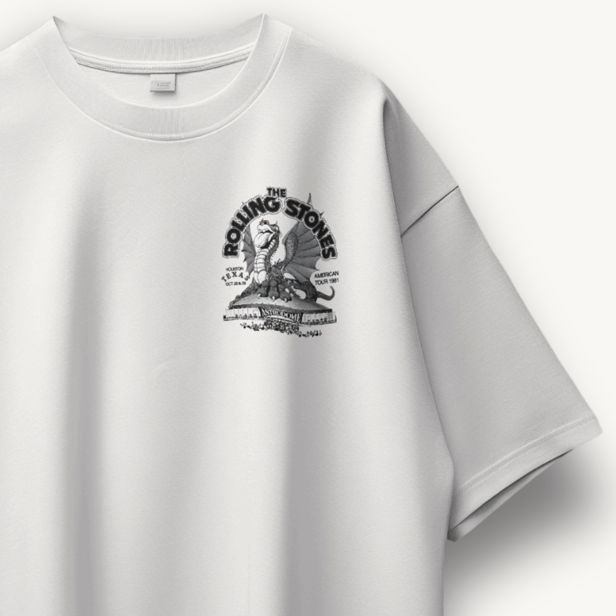 The Rolling Stones Huston White Oversized Tee - The Noise Culture