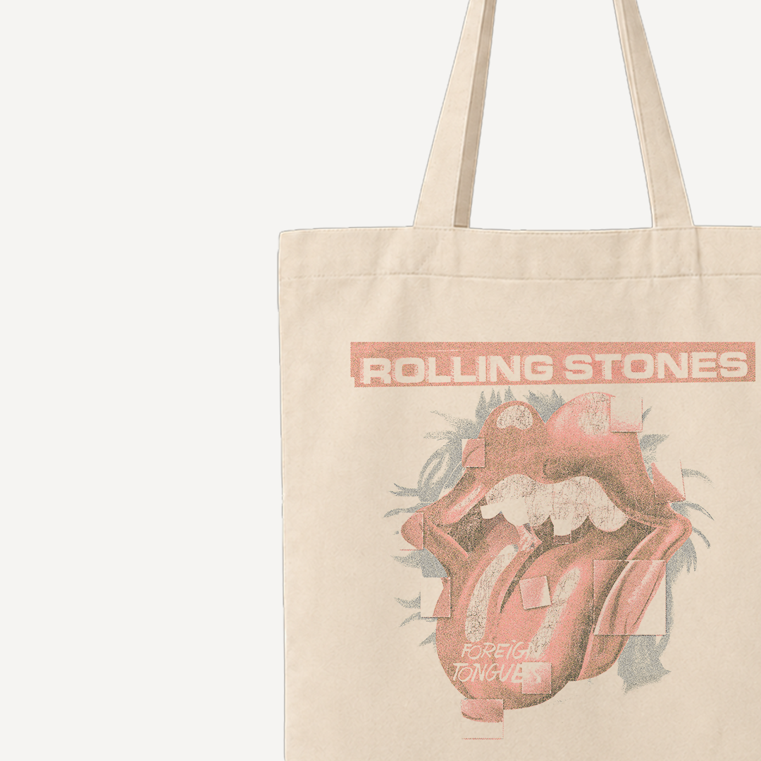 The Rolling Stones Foreign Tongues Beige Tote Bag